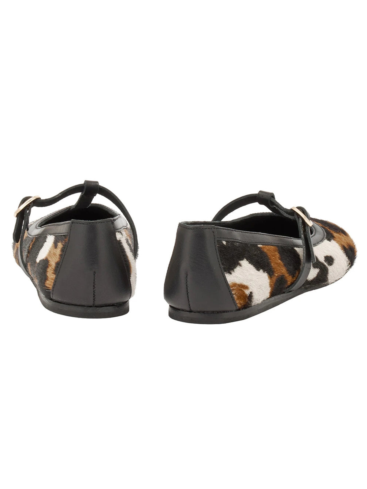 Classic Cow Print Round-Toe T-Strap Chic Ballet Flats