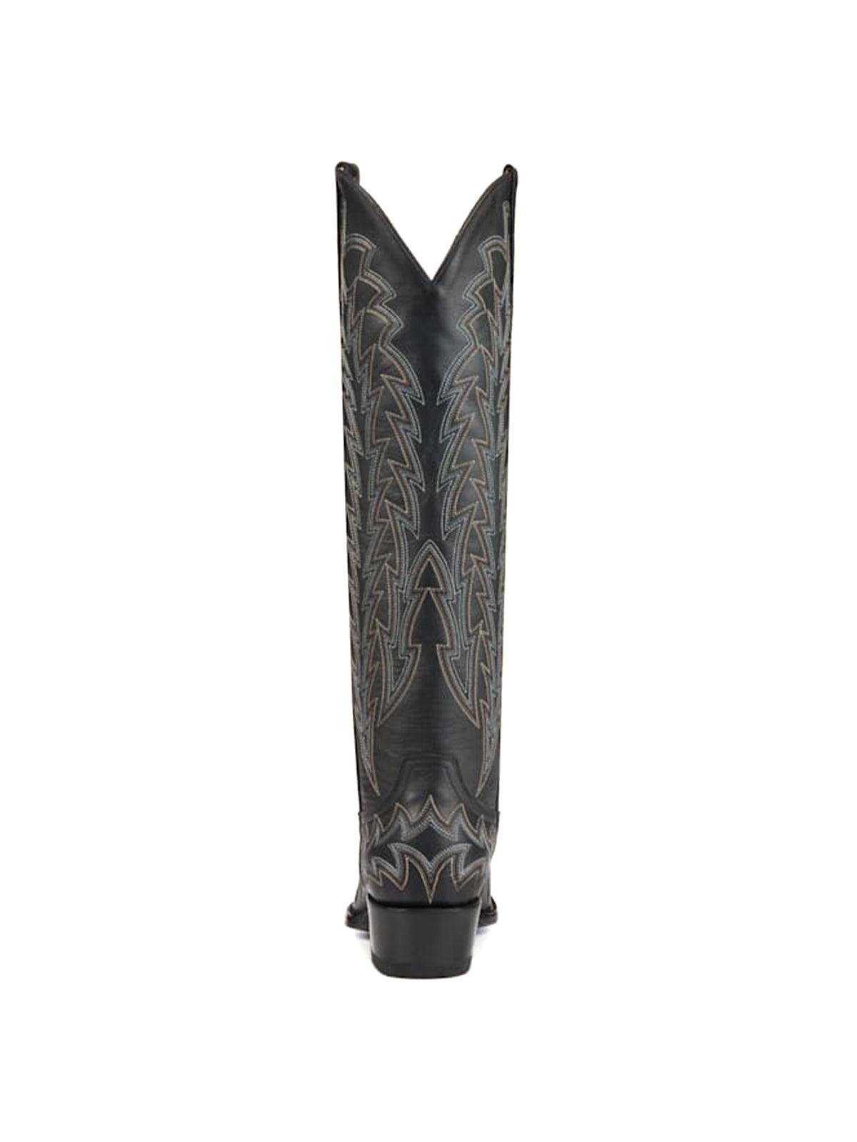 Black Snip-Toe Classic Embroidery Chic Wide Calf Knee High Tall Cowgirl Boots
