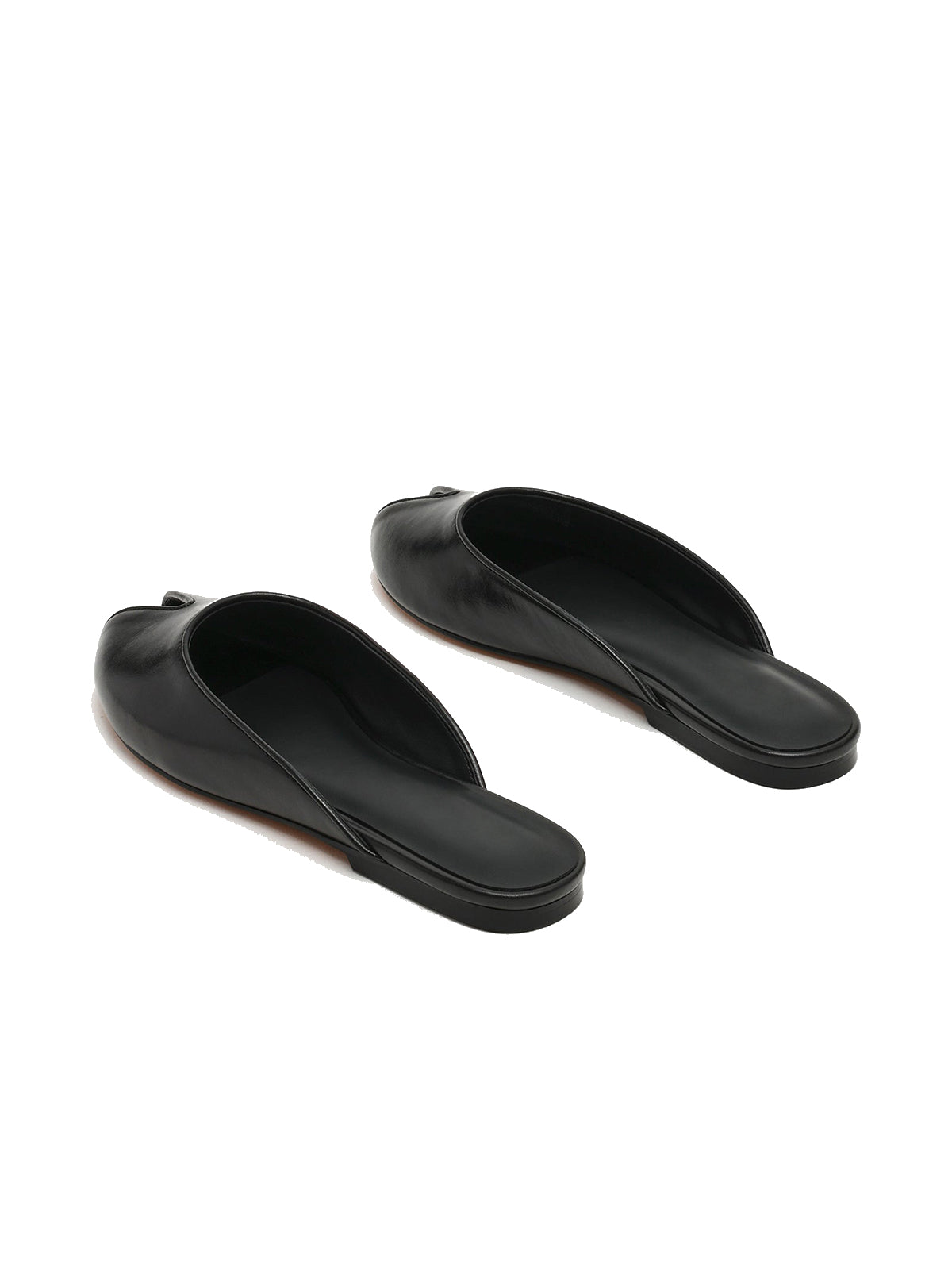 Black Peep Round-Toe Slip-On Chic Mules Flats