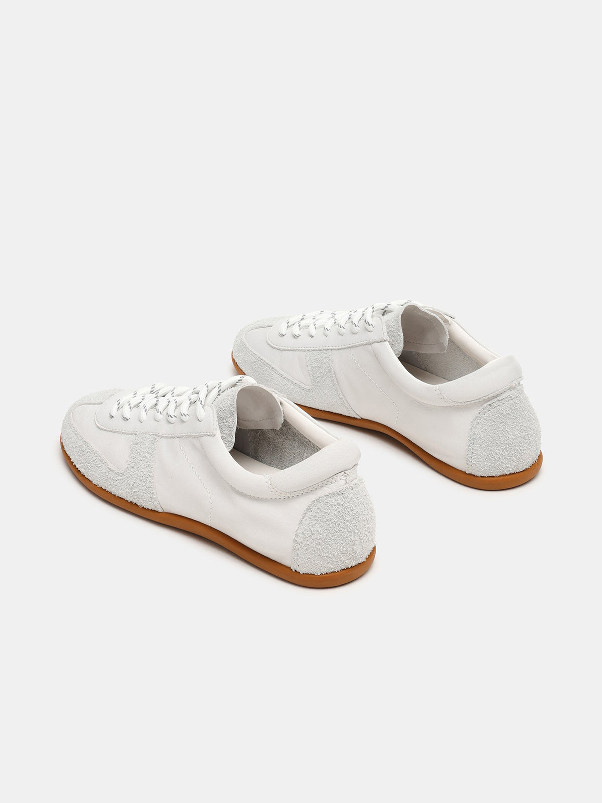 White Round-Toe Chic Lace-Up Classic Sneakers Flats