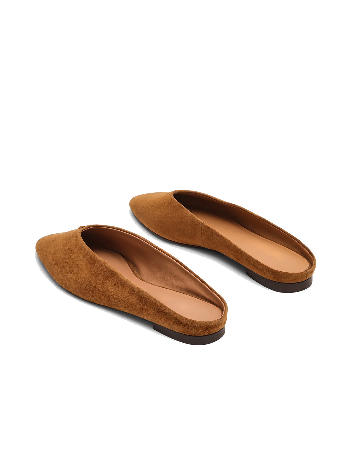 Brown Almond-Toe Slip-On Simple Backless Flats