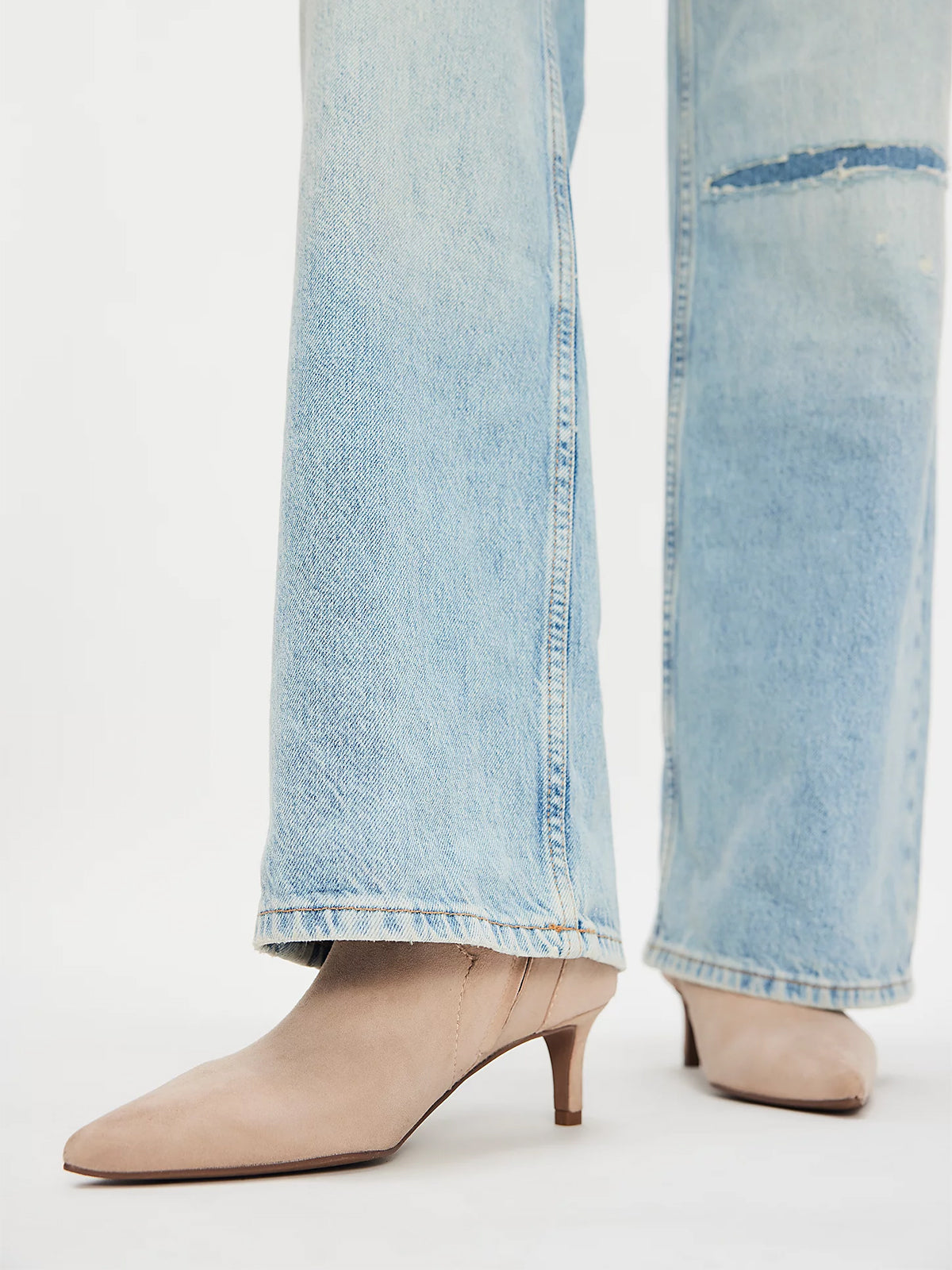 Taupe Faux Suede Pointed-Toe Full-Zip Ankle Stiletto Boots