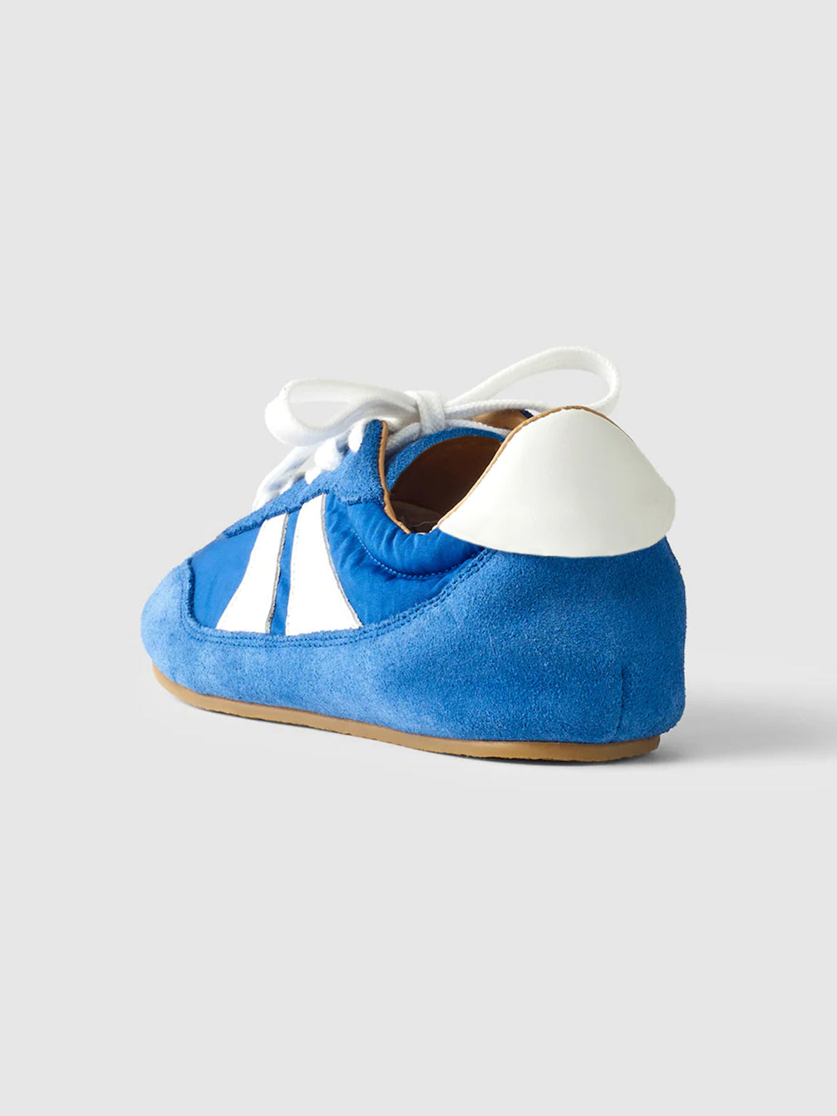Blue Cow Suede And Cow Leather Round-Toe Lace-Up Classic Sneakers