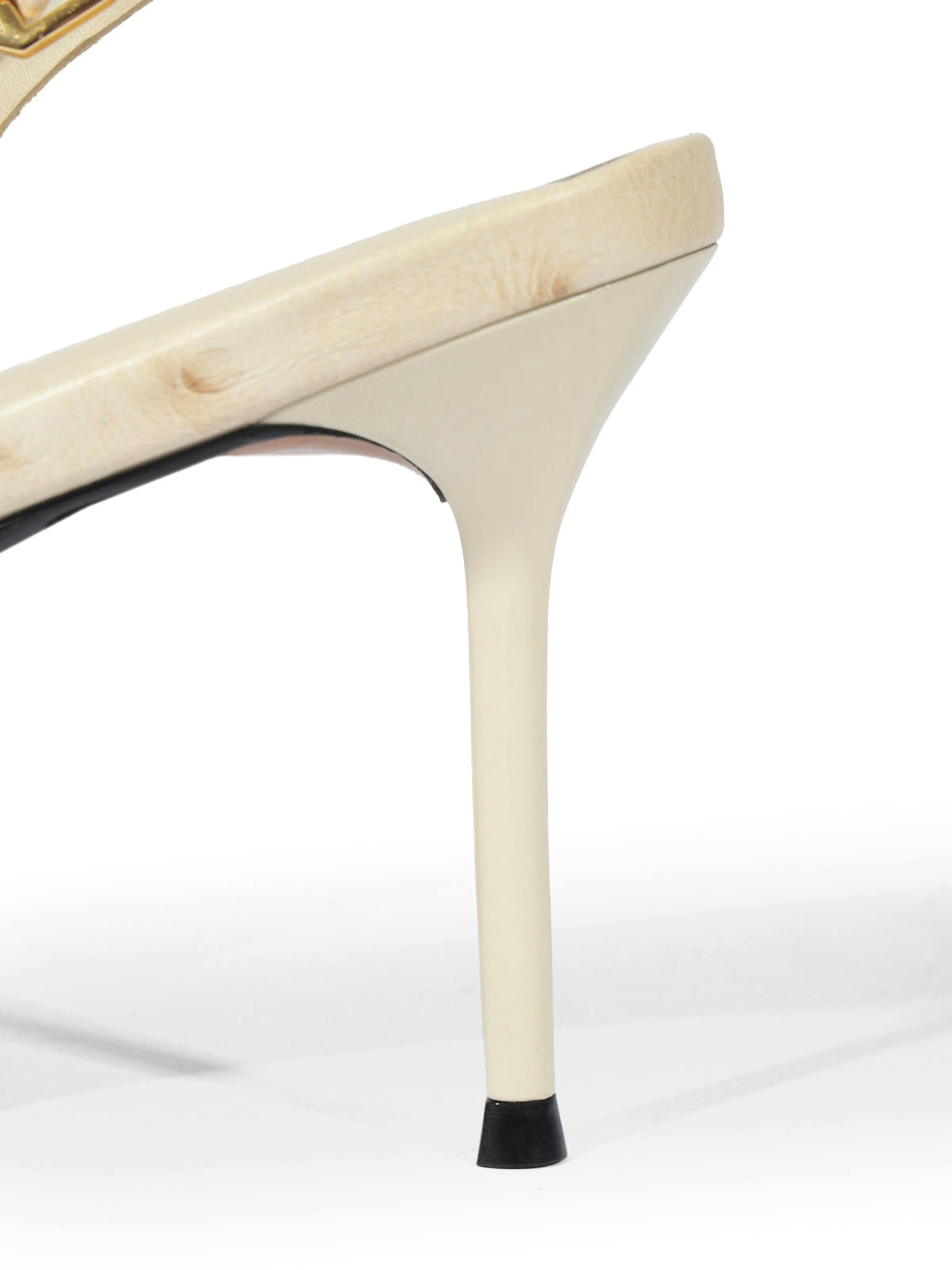 Bone Ostrich Pattern Pointed-Toe Classic Slingback High Heels Pumps