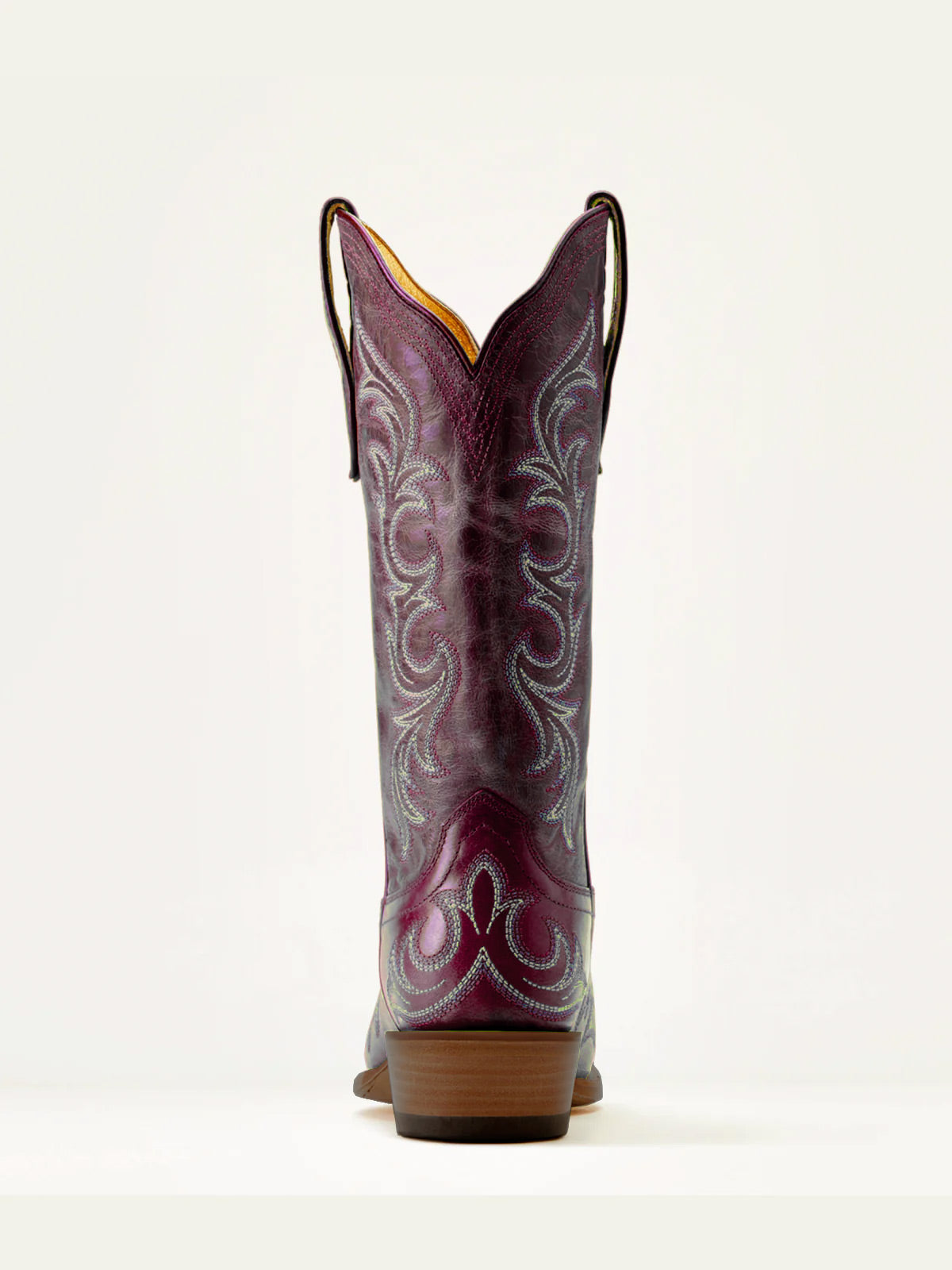 Grape Purple Embroidery Snip-Toe Mid Calf Western Boots For Women