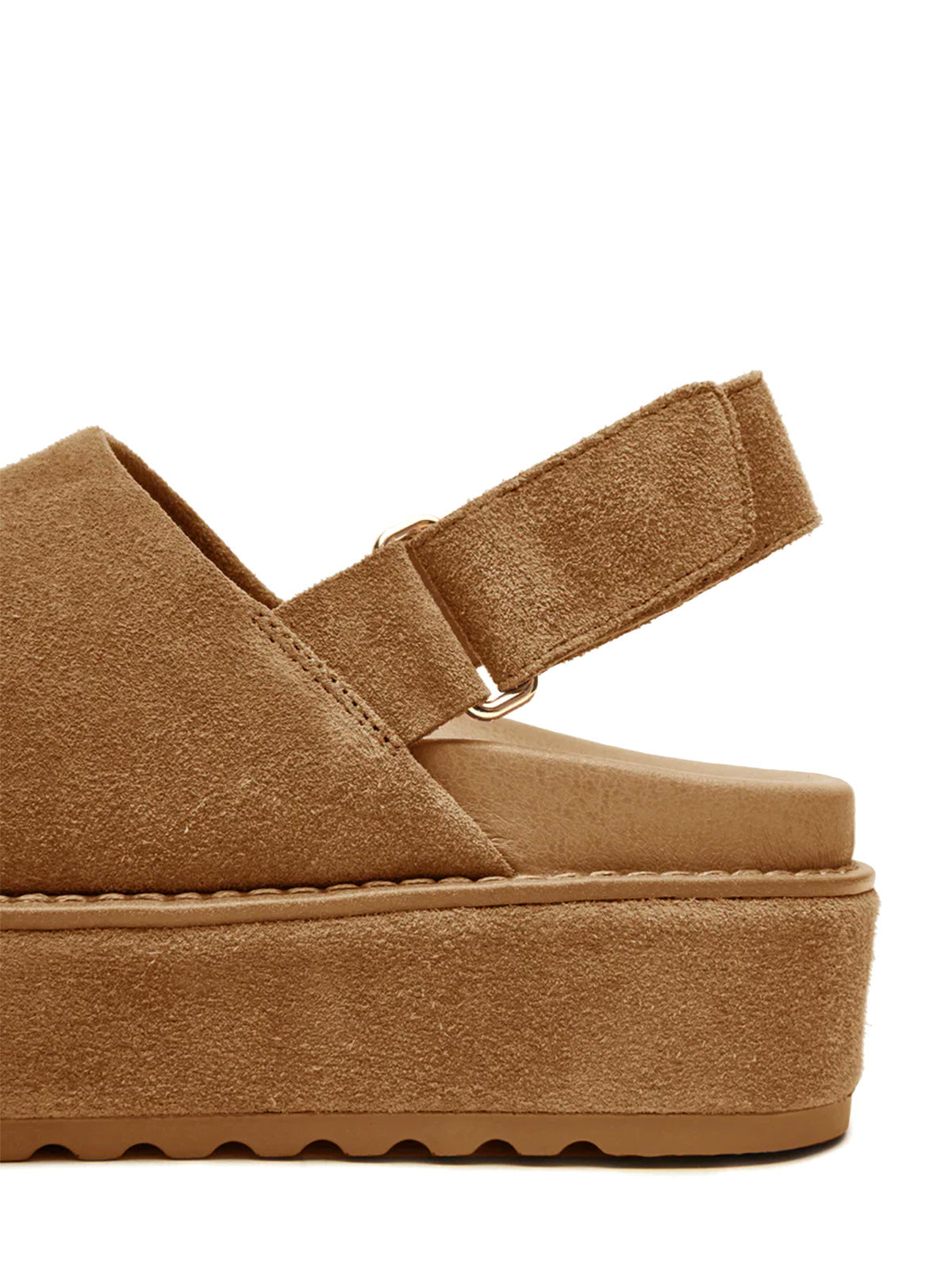 Cognac Faux Suede Round-Toe Slingback Platform Shoes