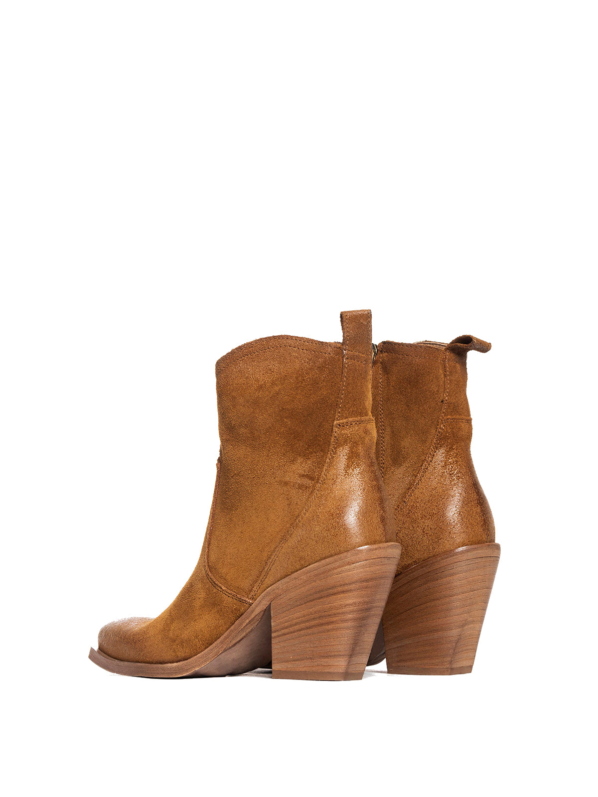 Brown Faux Suede Snip-Toe Side Full-Zip Classic Ankle Cowgirl Boots