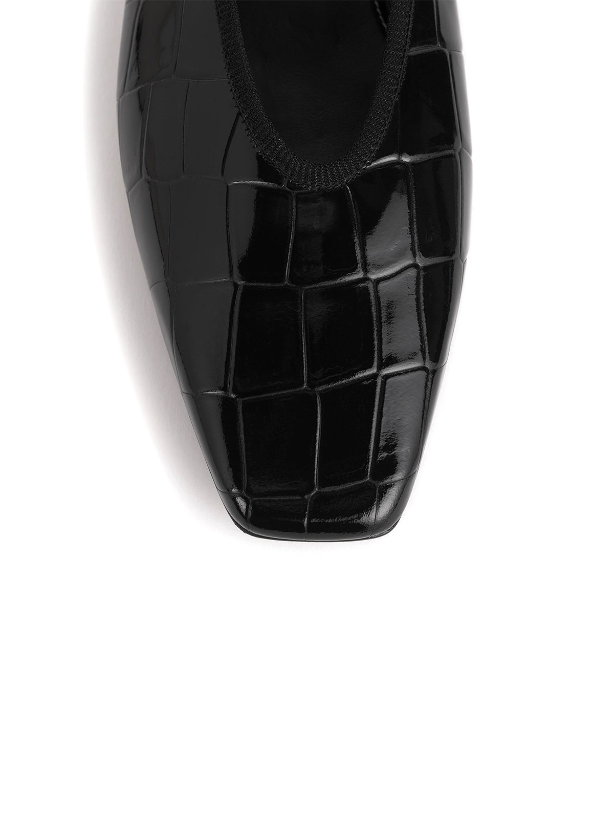 Black Stone Print Square-Toe Simple Slip-On Ballet Flats