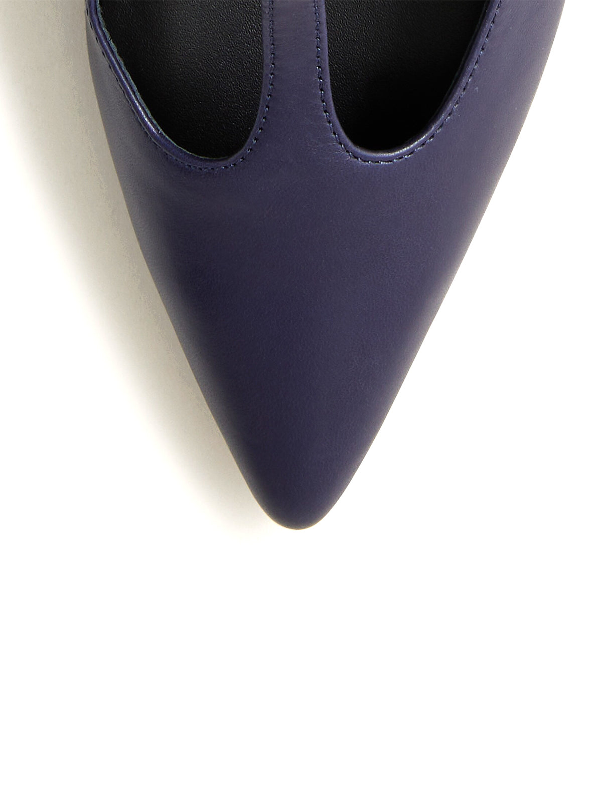 Dark Blue Pointed-Toe Mary Jane And Back Strap Kitten Heels