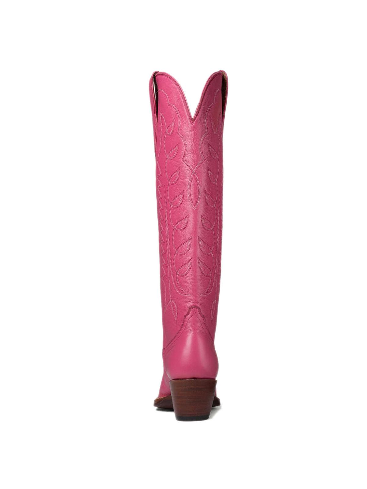 Pink Classic Almond-Toe Embroidery Tall Knee High Wide Calf Cowgirl Boots