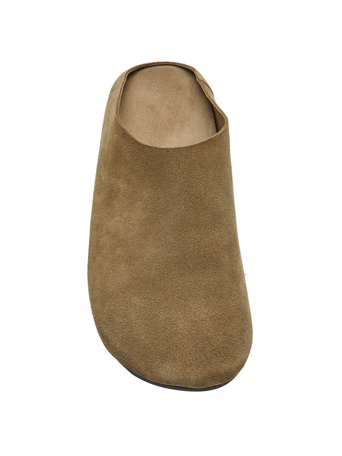 Tan Faux Suede Round-Toe Simple Slip-On Flat Slides