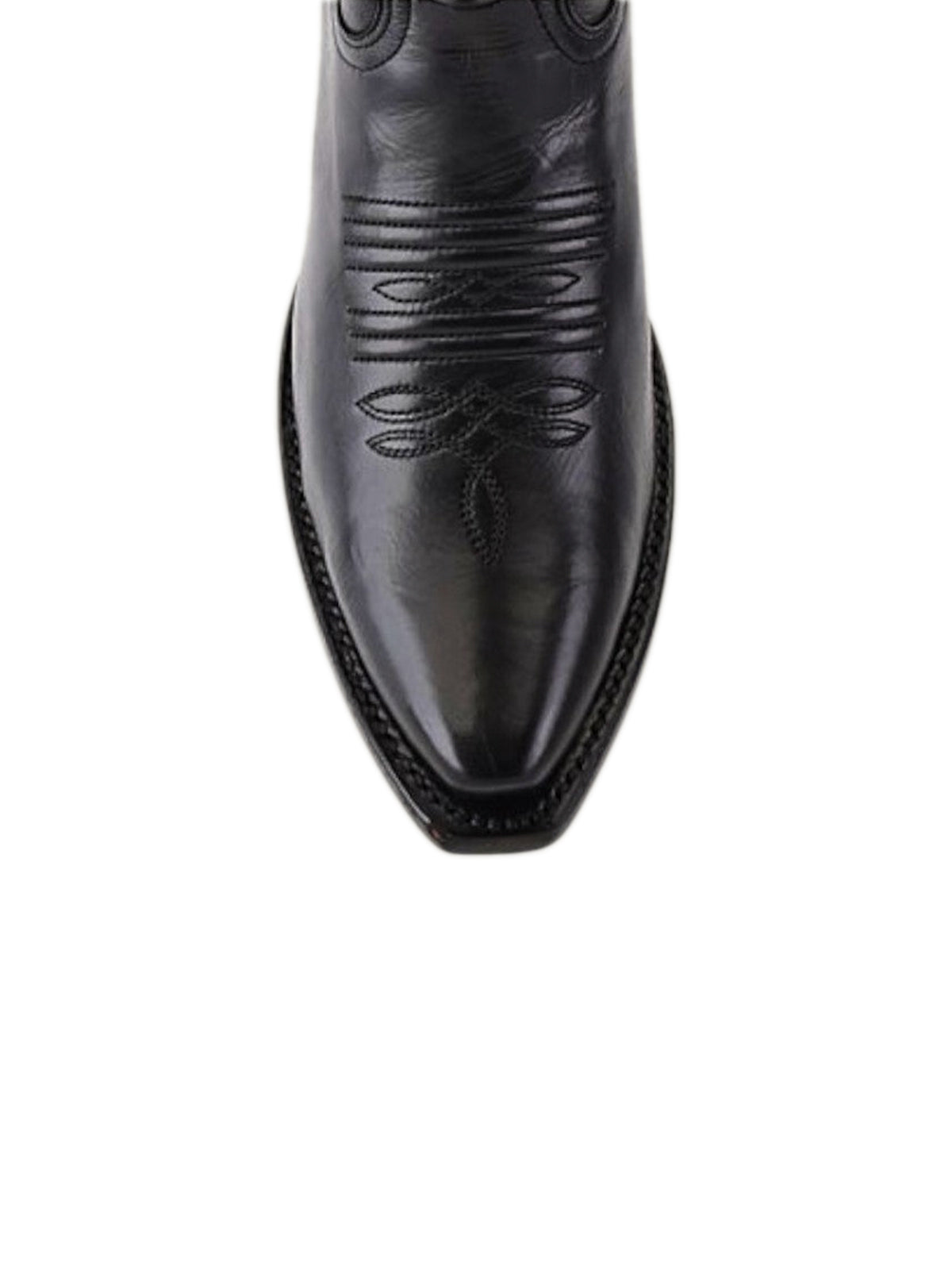 Tall Knee High Snip-Toe Embroidery Wide Calf Cowgirl Boots - Black