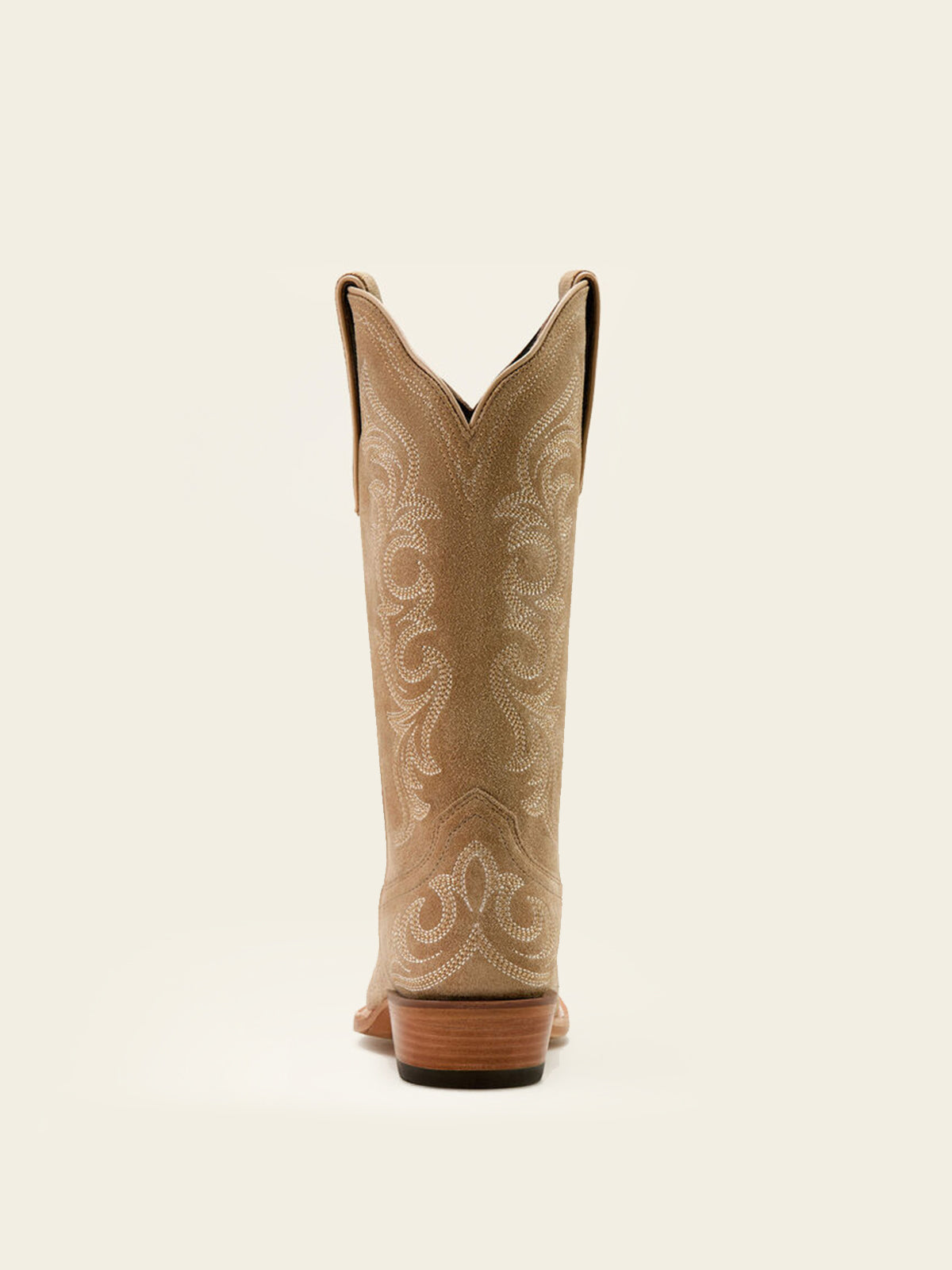 Taupe Faux Suede Snip-Toe Western Embroidery Mid Calf Cowgirl Boots