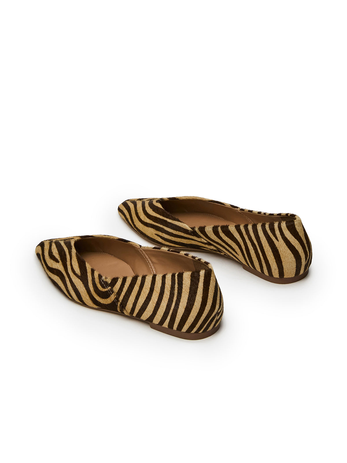 Zebra Print Pointed-Toe Slip-On Simple Chic Flats