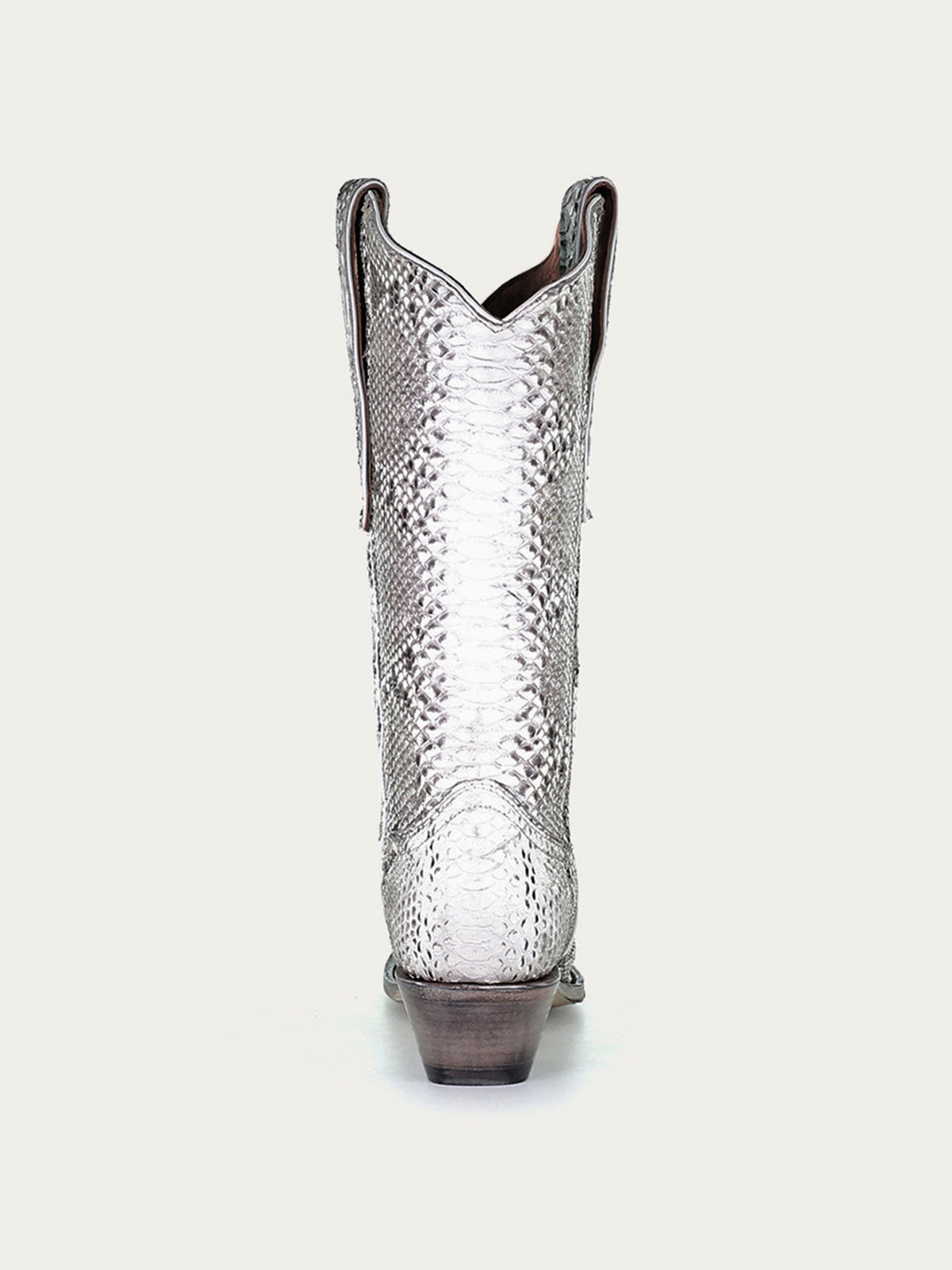 White Snakeskin Pattern Snip-Toe Sleek Mid Calf Cowgirl Boots