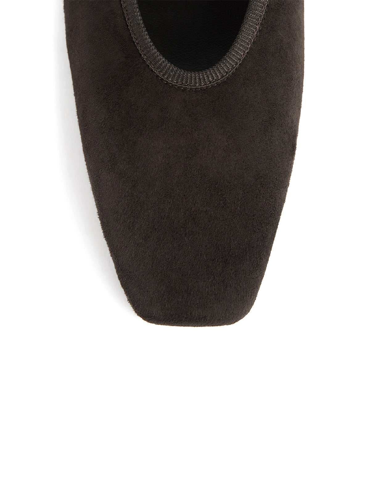 Chocolate Faux Suede Square-Toe Simple Slip-On Ballet Flats