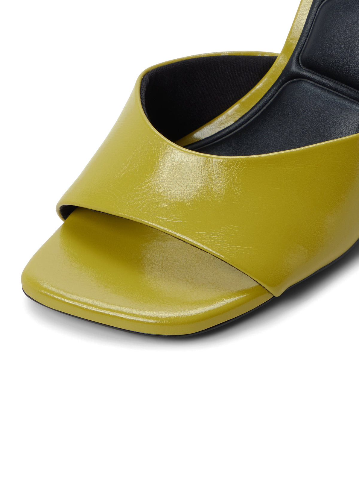 Lime Green Open Square-Toe Backless High Heels