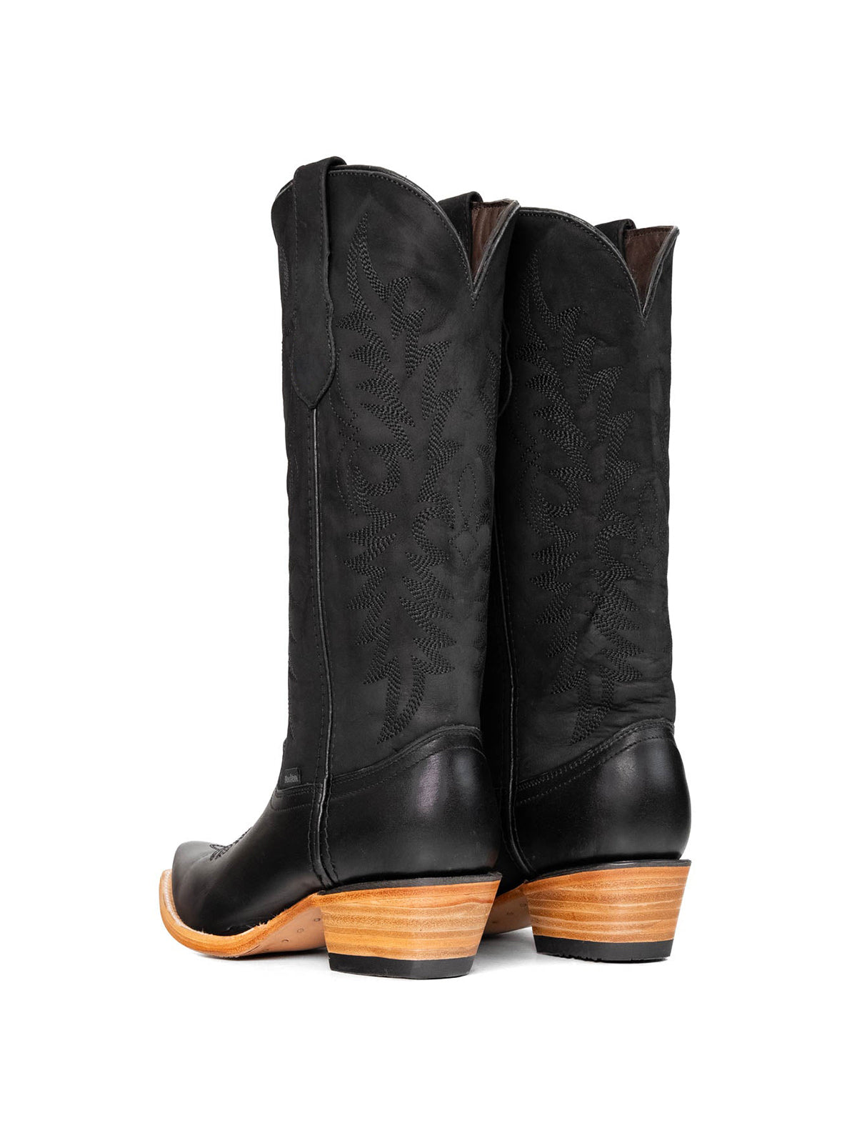 Black Western Snip-Toe Wide Calf Knee High Cowgirl Boots