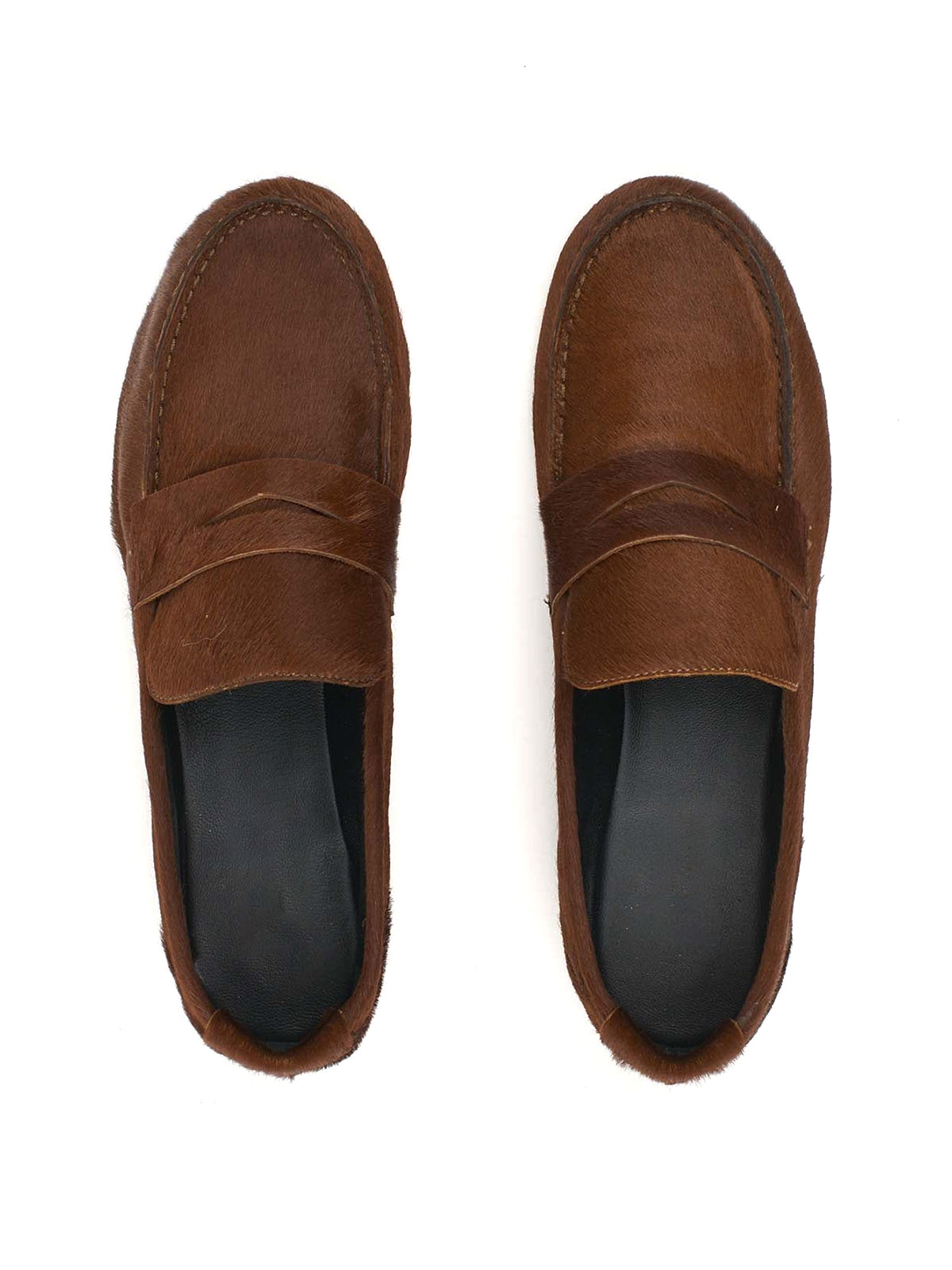 Redwood Pony Hair Vegan Leather Round-Toe Slip-On Chic Flats
