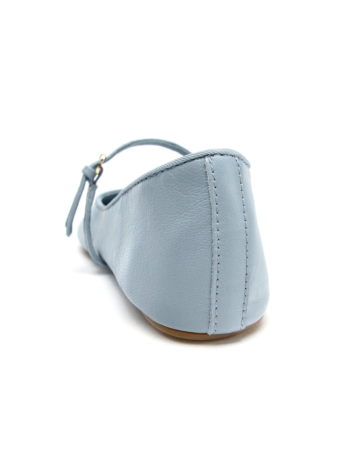 Blue Round-Toe Buckle Middle Strap Slip-On Flats