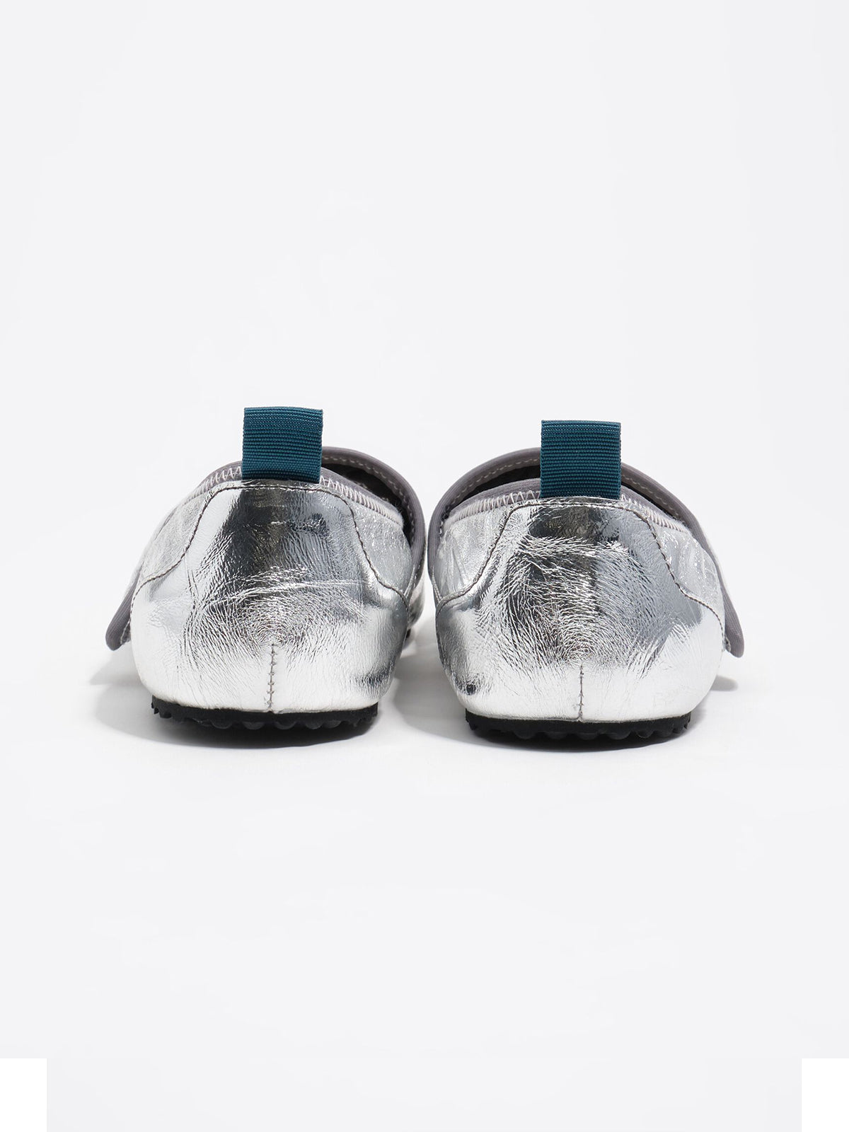 Metallic Silver Round-Toe Chic Mary Jane Strap Flats