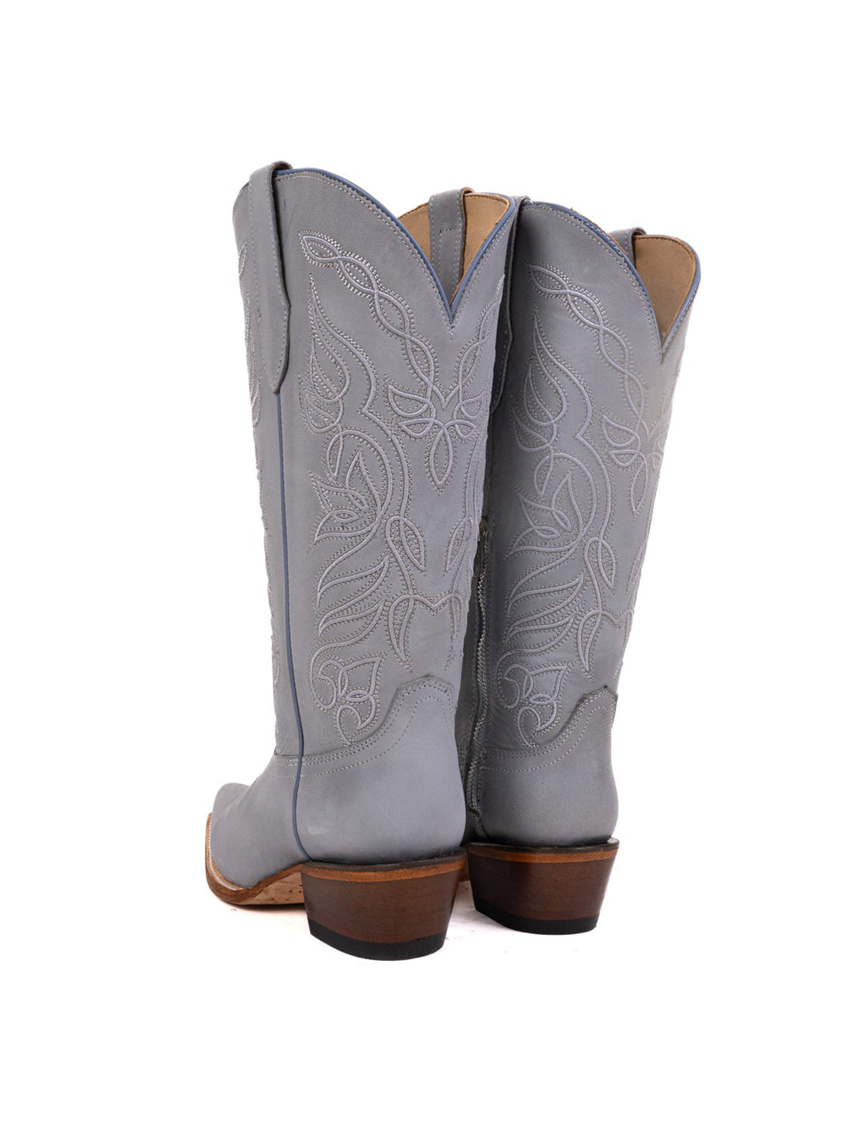 Sapphire Snip-Toe Chic Embroidery Half-Zip Western Mid Calf Cowgirl Boots