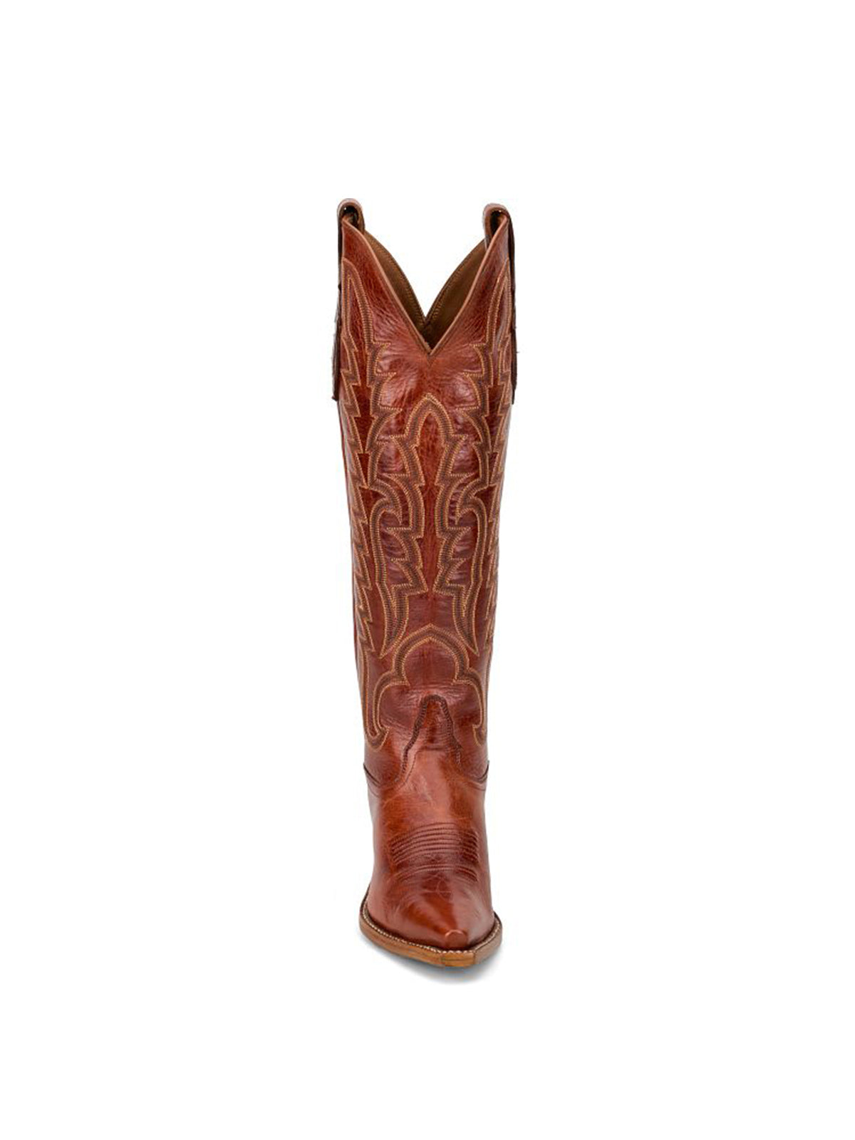 Brown Snip-Toe Single Row Stitch Knee High Cowgirl Boots