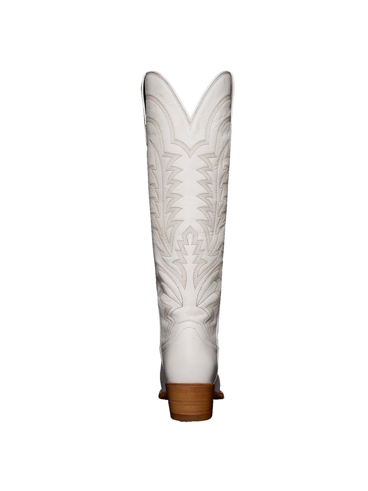 Western Embroidery Almond-Toe Tall Knee High Cowgirl Boots - White