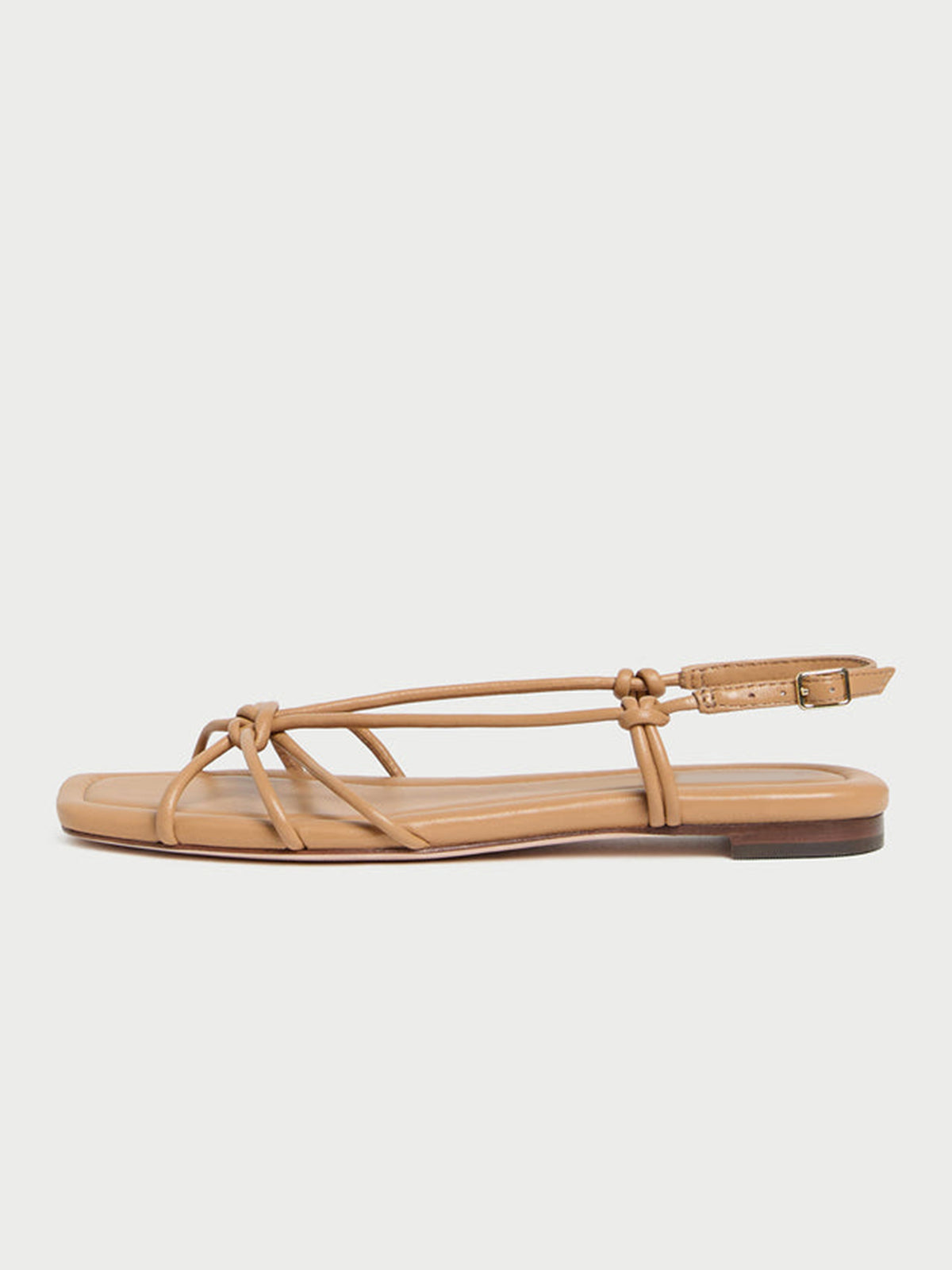 Sand Square-Toe Strappy Chic Flats Sandals