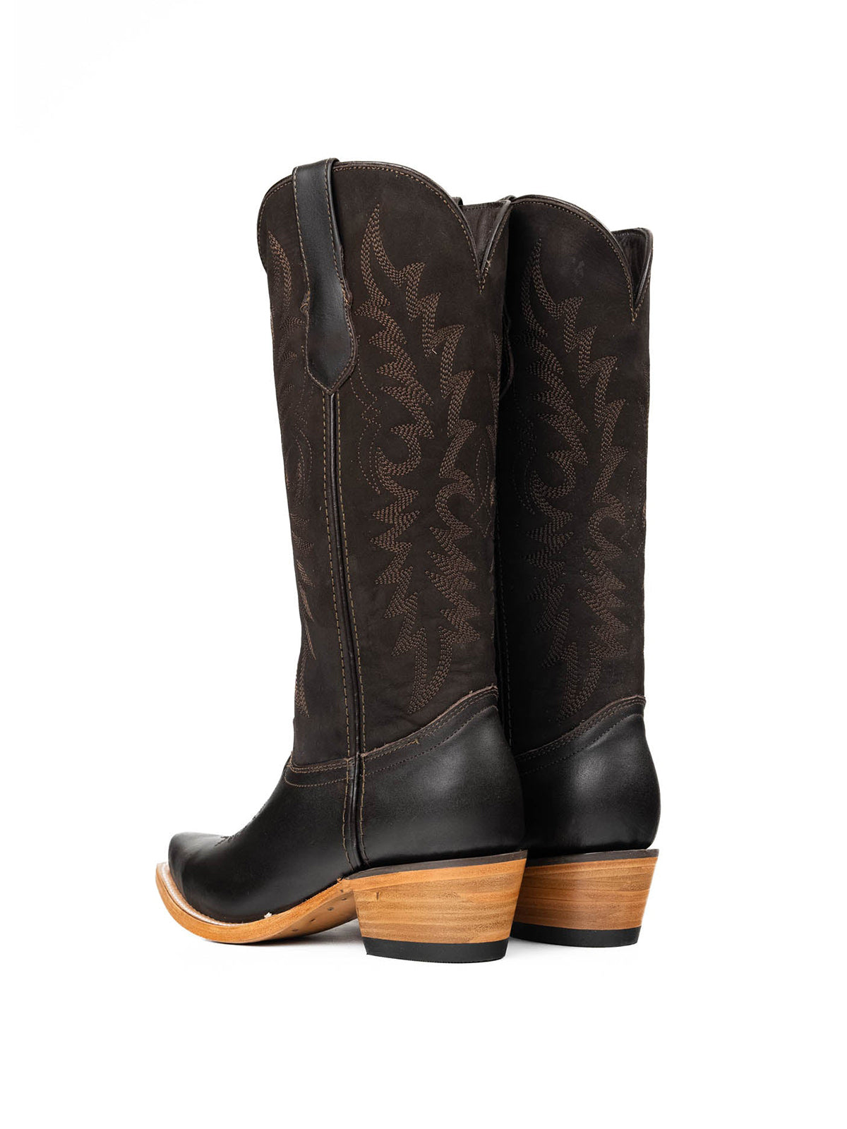 Dark Brown Western Snip-Toe Wide Calf Knee High Cowgirl Boots