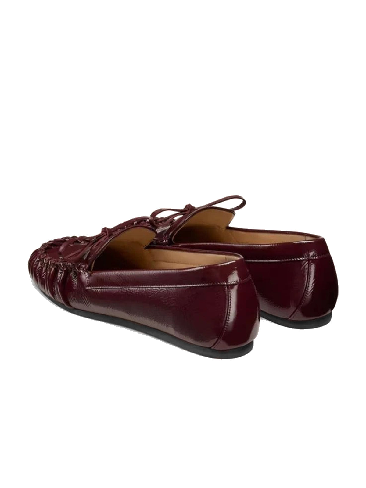 Burgundy Round-Toe Front Bow Slip-On Chic Flats