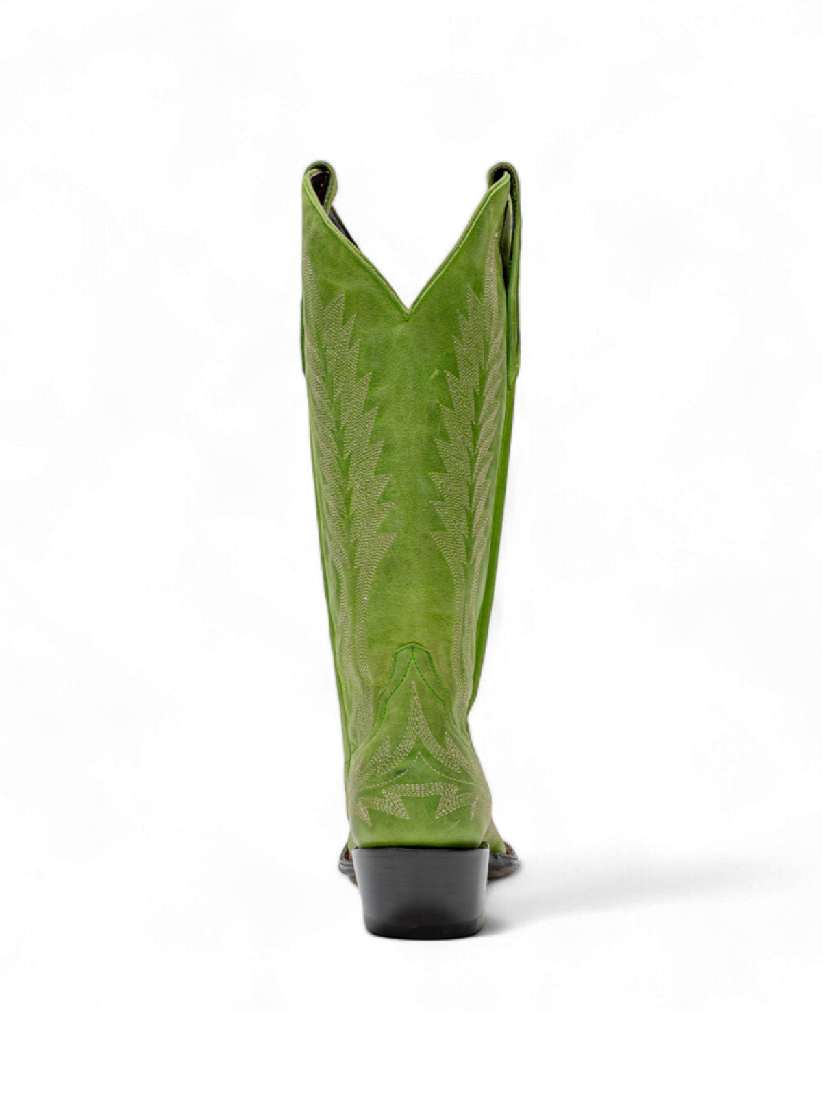 Green Snip-Toe Wide Calf Embroidery Knee High Cowgirl Boots