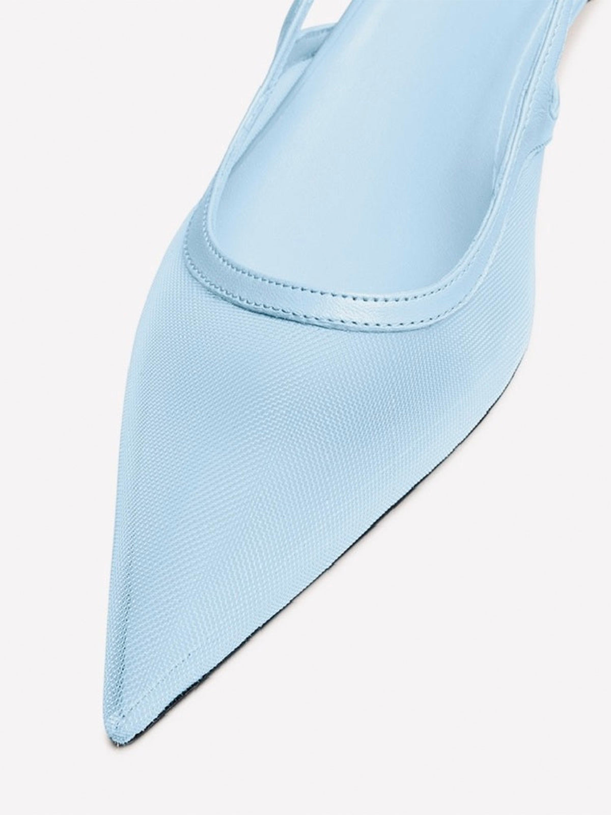 Sky Blue Mesh Pointed-Toe Chic Back Strap Pumps Kitten Heels