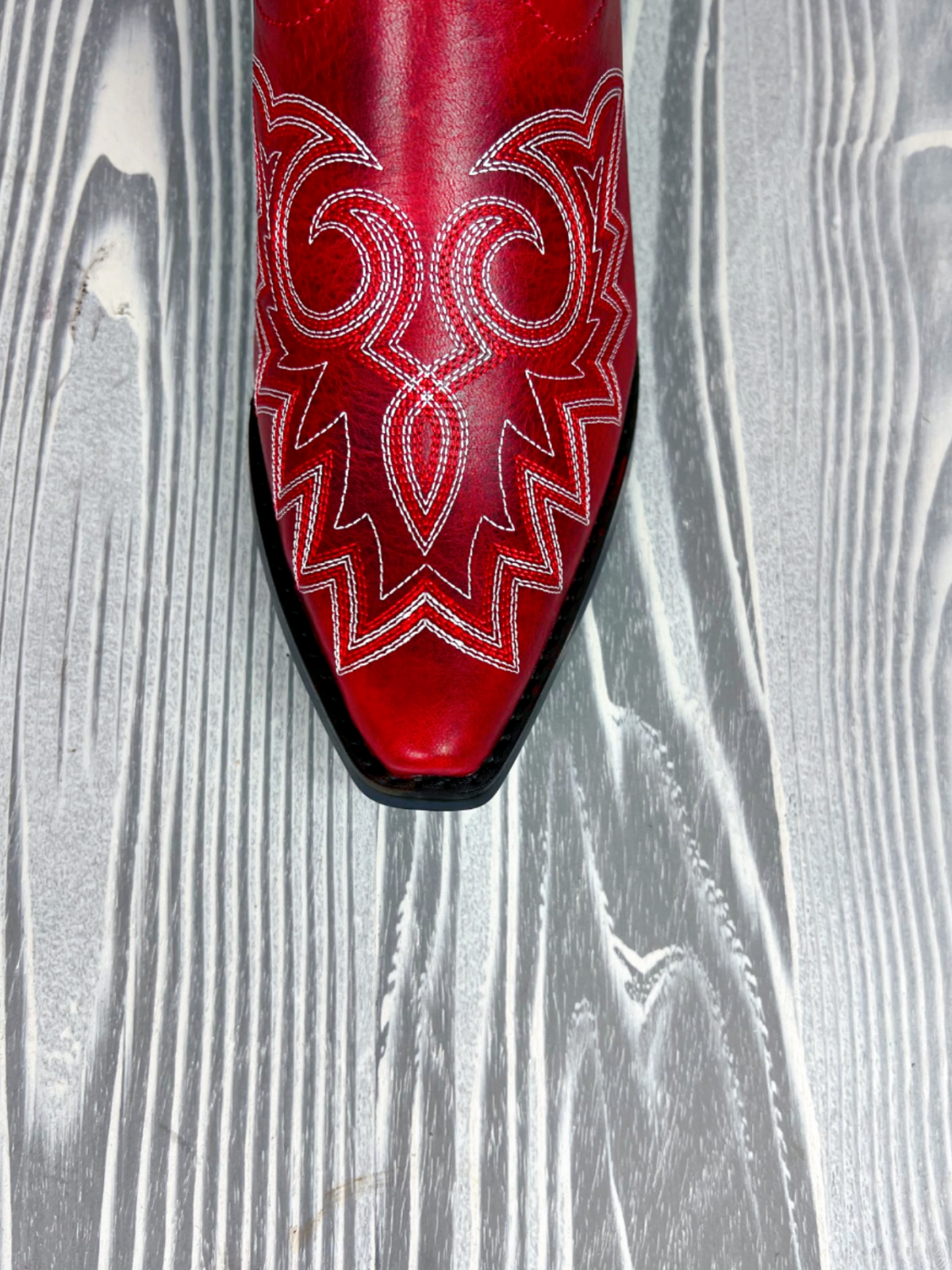 Ruby Red Snip-Toe Embroidery Wide Mid Calf Tall Cowgirl Boots