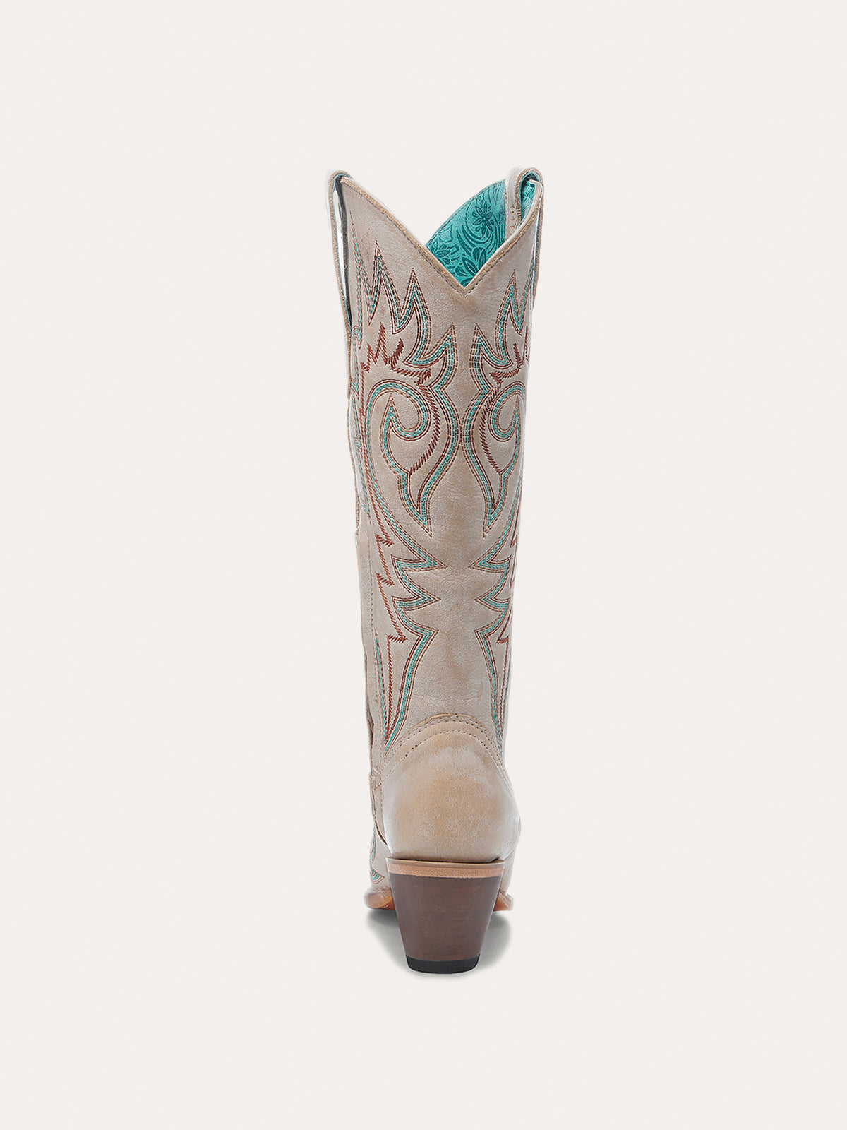Bone Snip-Toe Embroidery Mid Calf Half-Zip Cowgirl Boots For Women