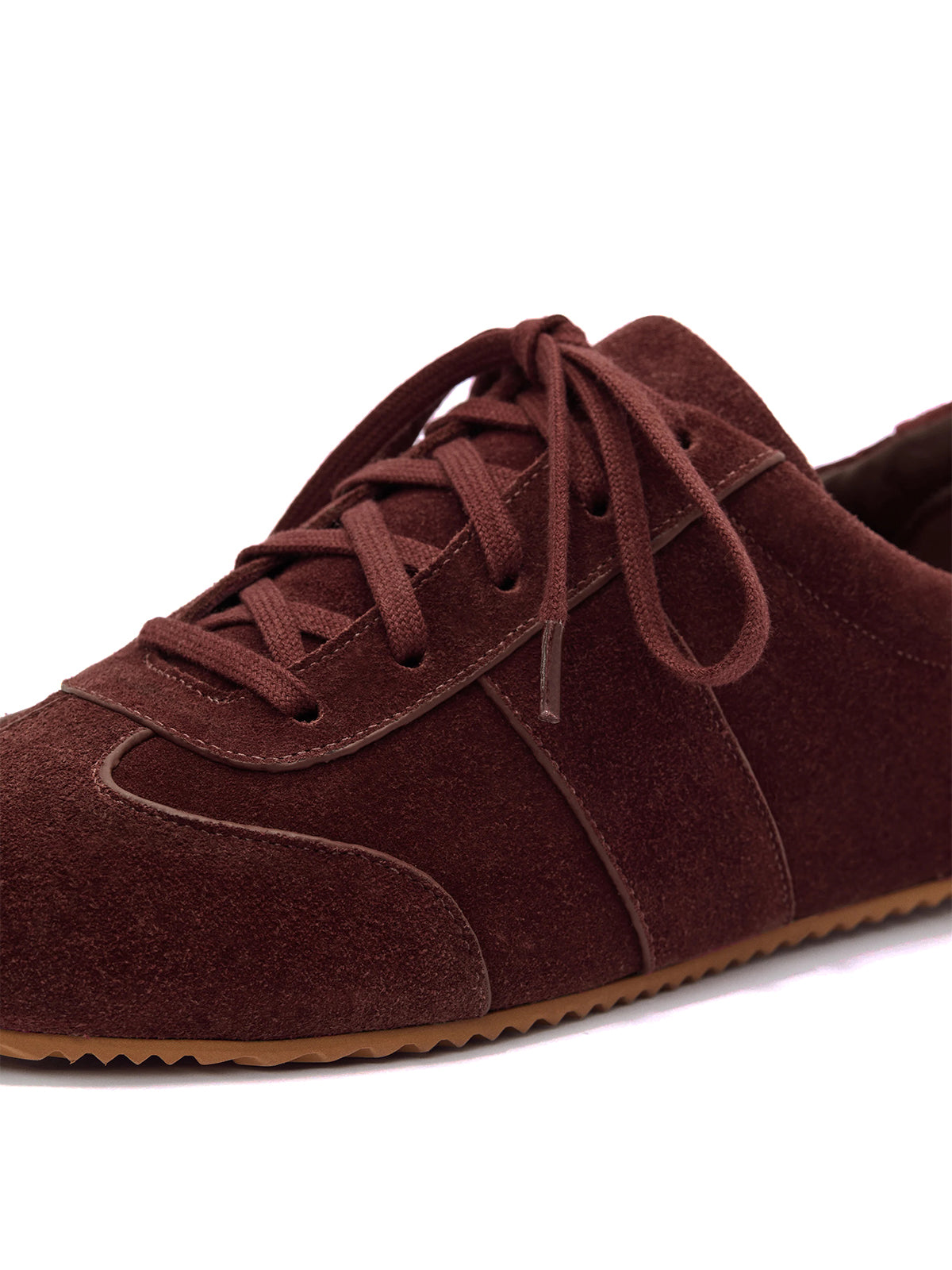 Chocolate Faux Suede Round-Toe Classic Lace-Up Chic Sneakers Flats