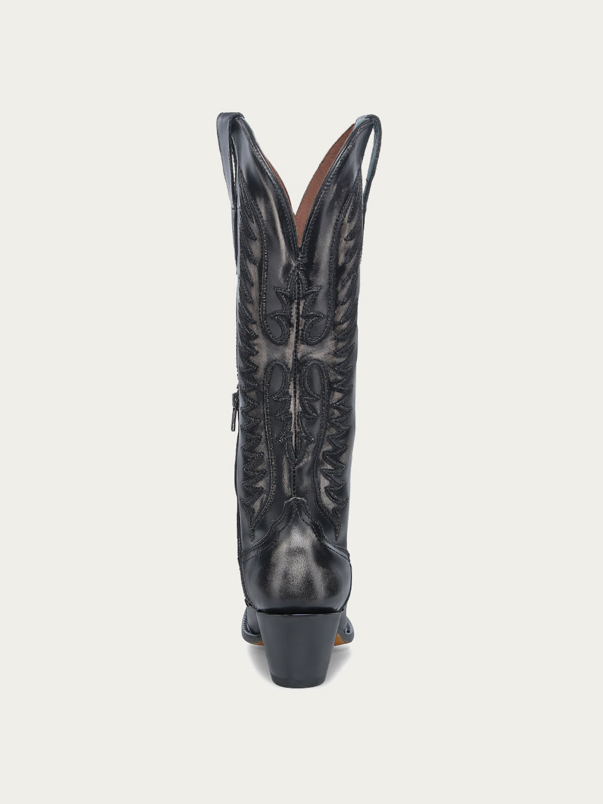 Vintage Black Almond-Toe Chic Embroidery Half-Zip Knee High Cowgirl Boots