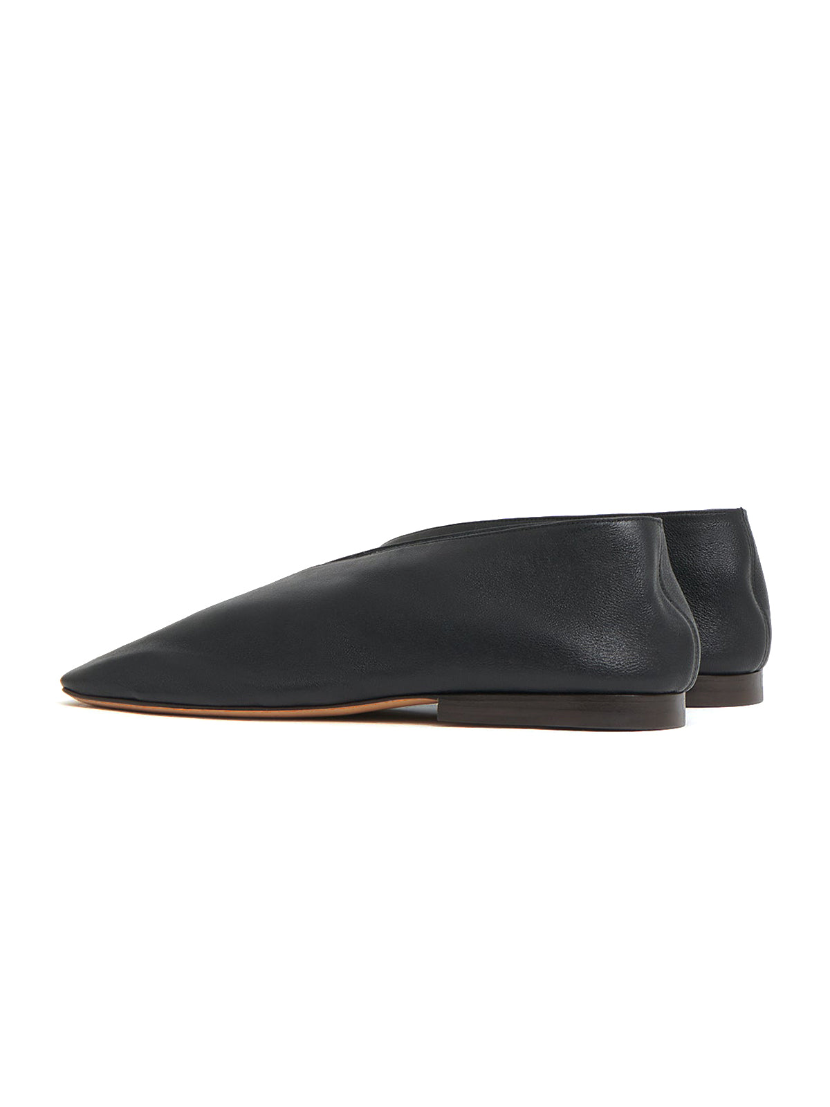 Black Vegan Leather Square-Toe Simple Slip-On Flats