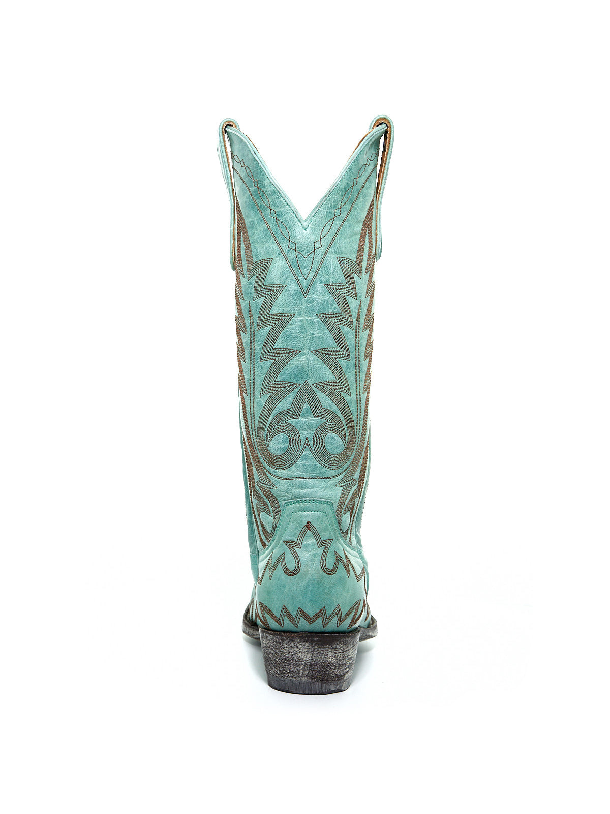 Chic Embroidery Snip-Toe Classic Mid Calf Cowgirl Boots - Aqua
