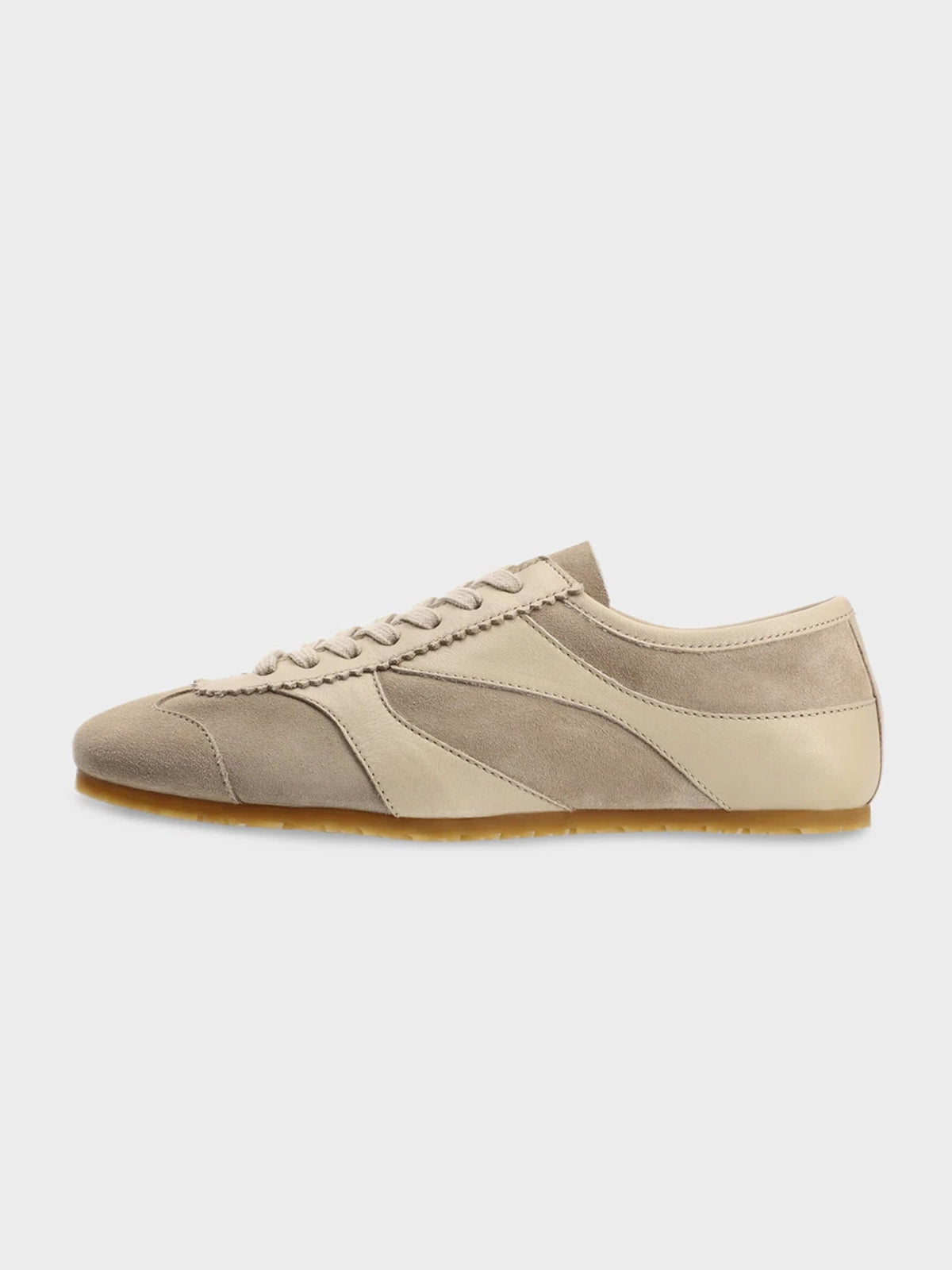 Square-Toe Classic Lace-Up Chic Flats Sneakers - Sand