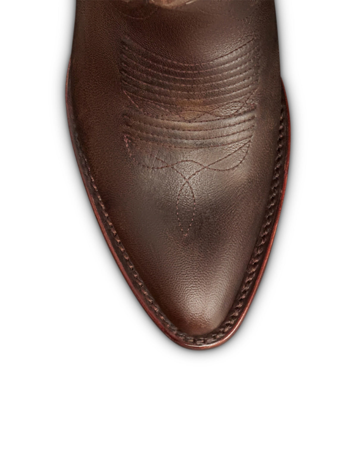 Western Embroidery Almond-Toe Tall Knee High Cowgirl Boots - Mocha