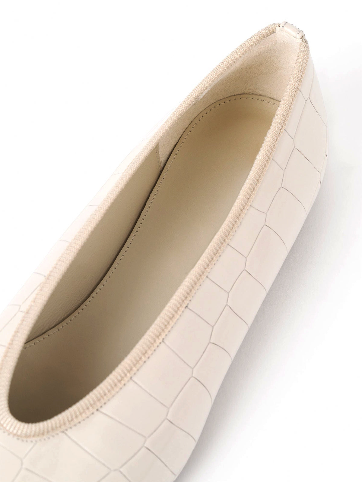 Ivory Stone Print Square-Toe Simple Slip-On Ballet Flats