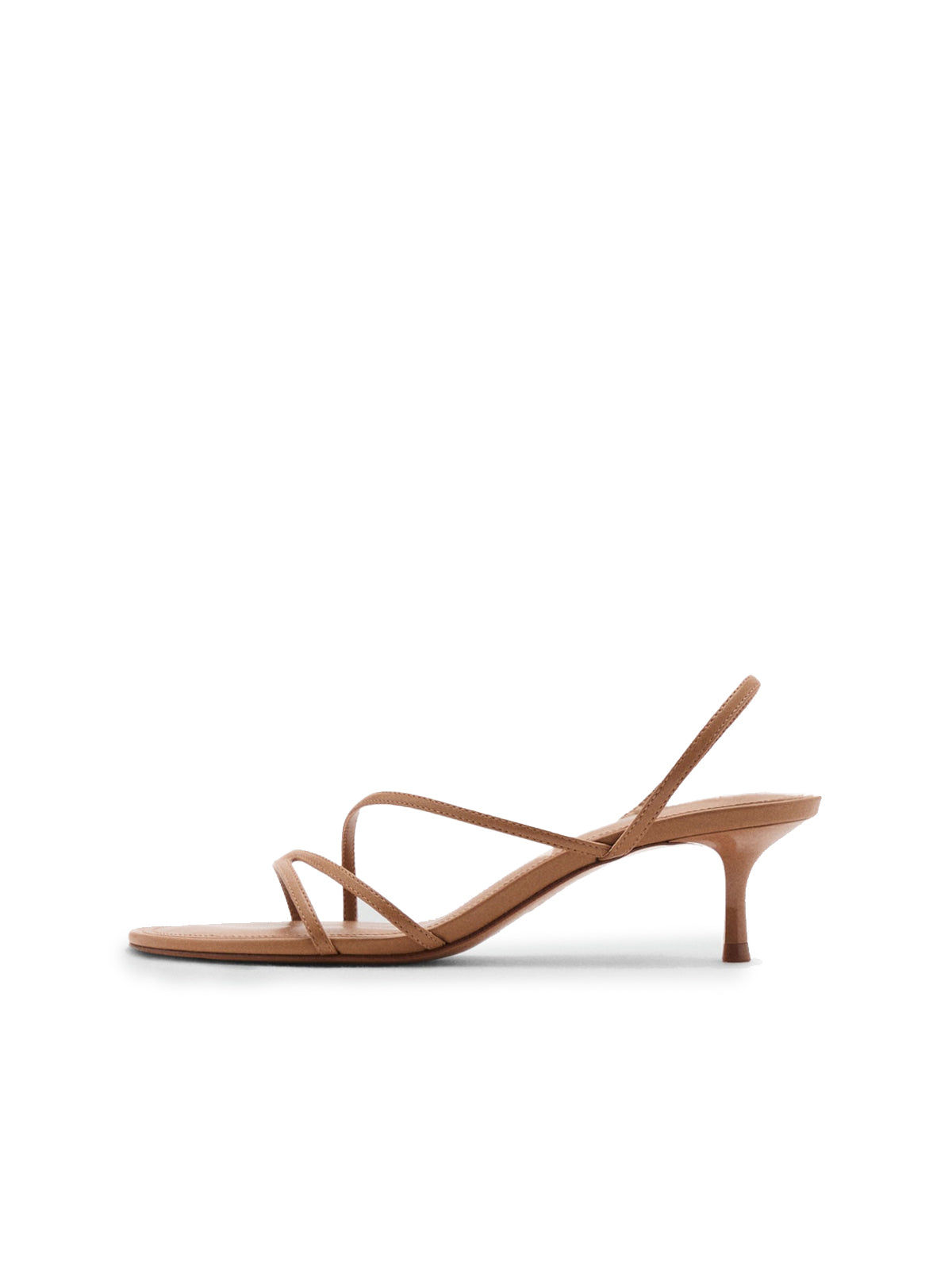 Caramel Round-Toe Strappy Kitten Heels