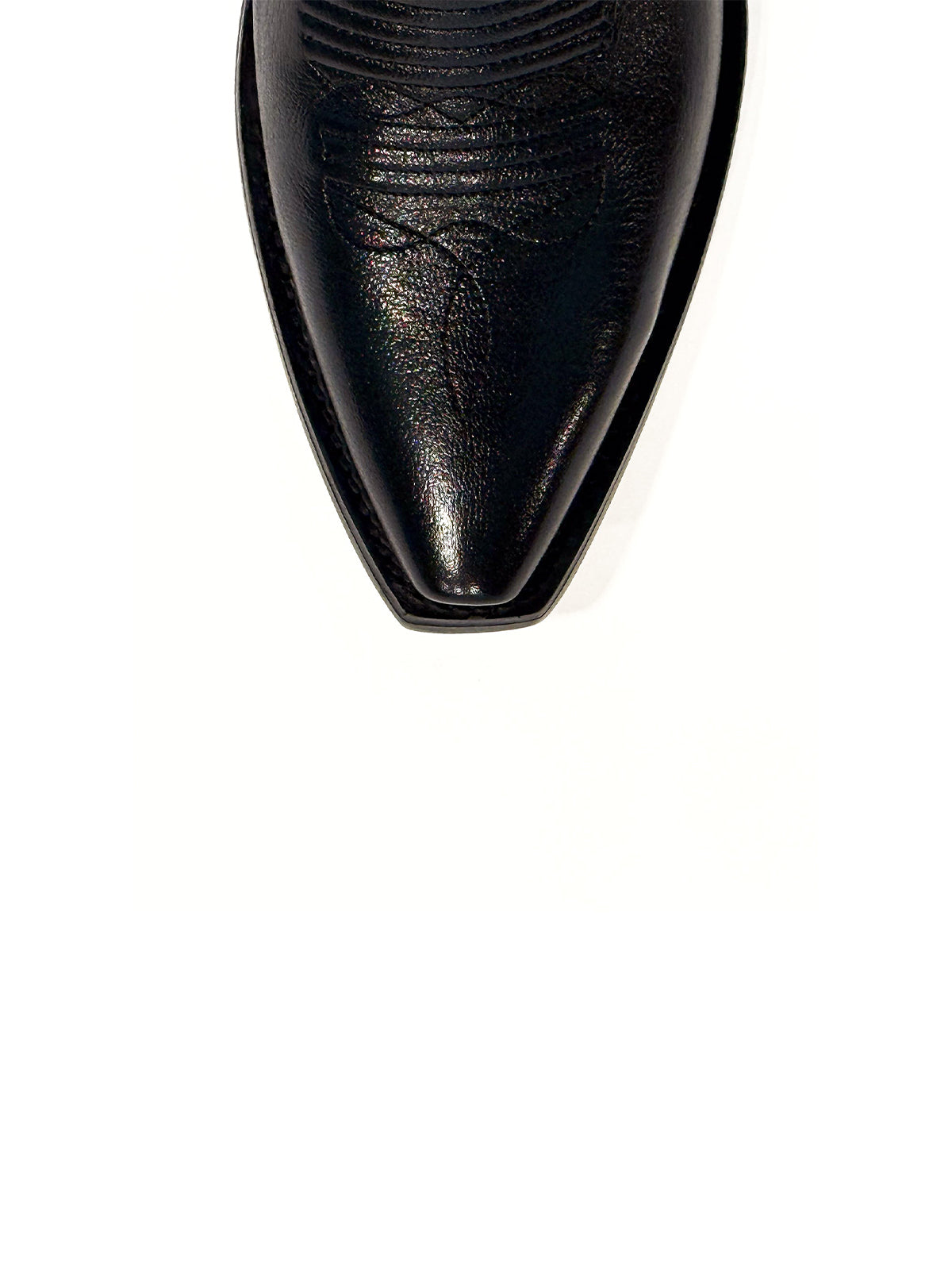 Black Snip-Toe Metallic Stars Heart Moon Inlay Wide Calf Knee High Cowgirl Boots