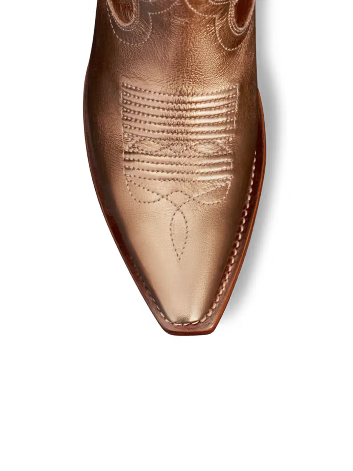 Metallic Copper Snip-Toe Embroidery Wide Calf Knee High Cowgirl Boots