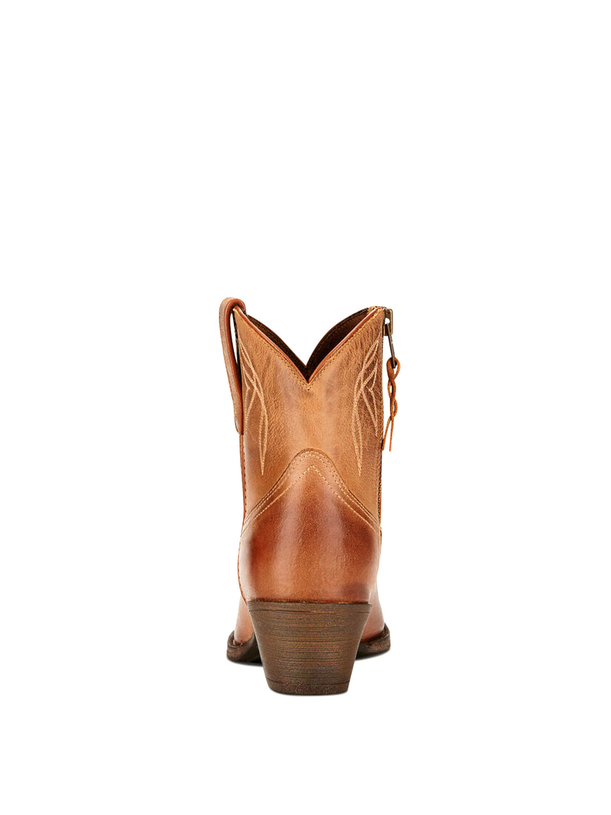 Caramel Brown Almond-Toe Stitch Cowgirl Short Ankle Western Boots