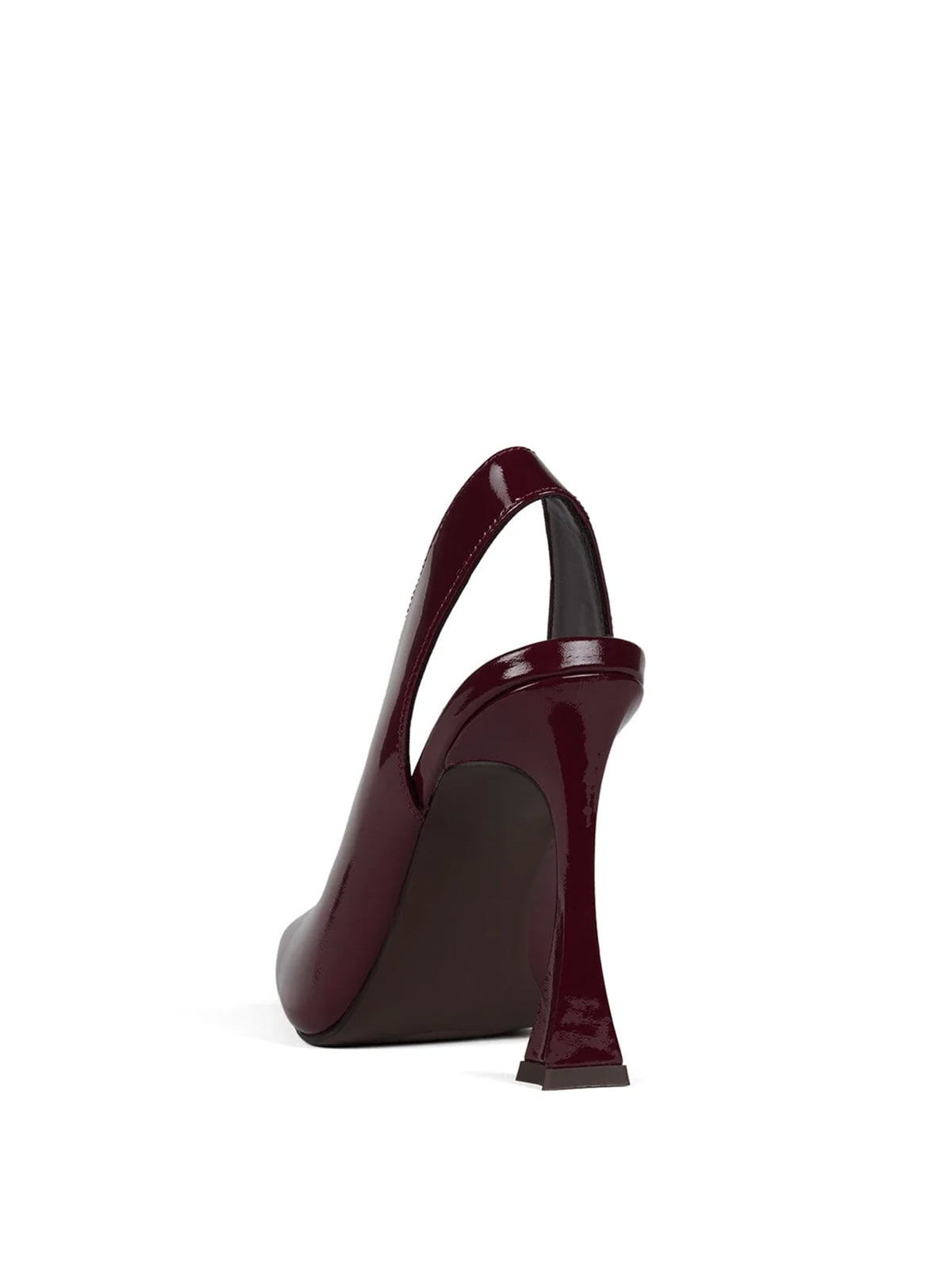 Berry Red Patent Pointed-Toe Thick Slingback High Heels Pumps