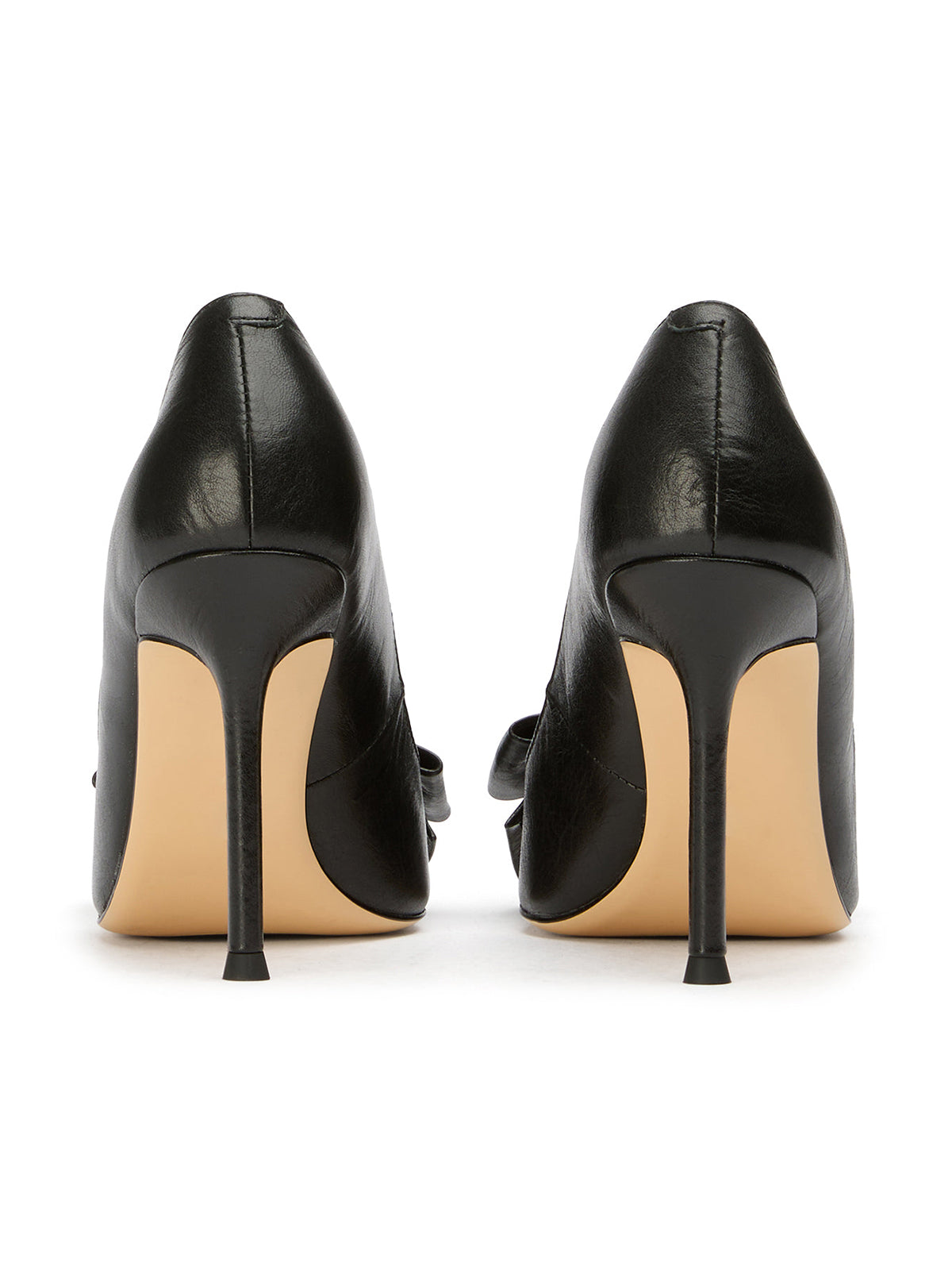 Black Pointed-Toe Front Oversized Bow Stylish High Heels