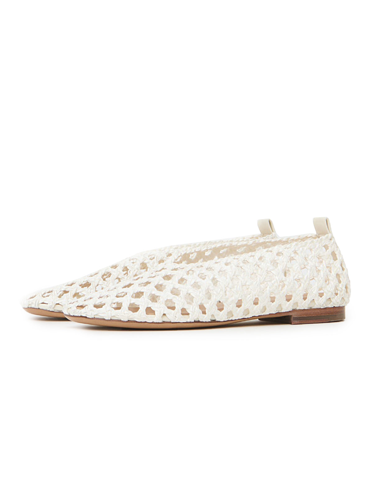 White Woven Vegan Leather Round-Toe Simple Slip-On Flats