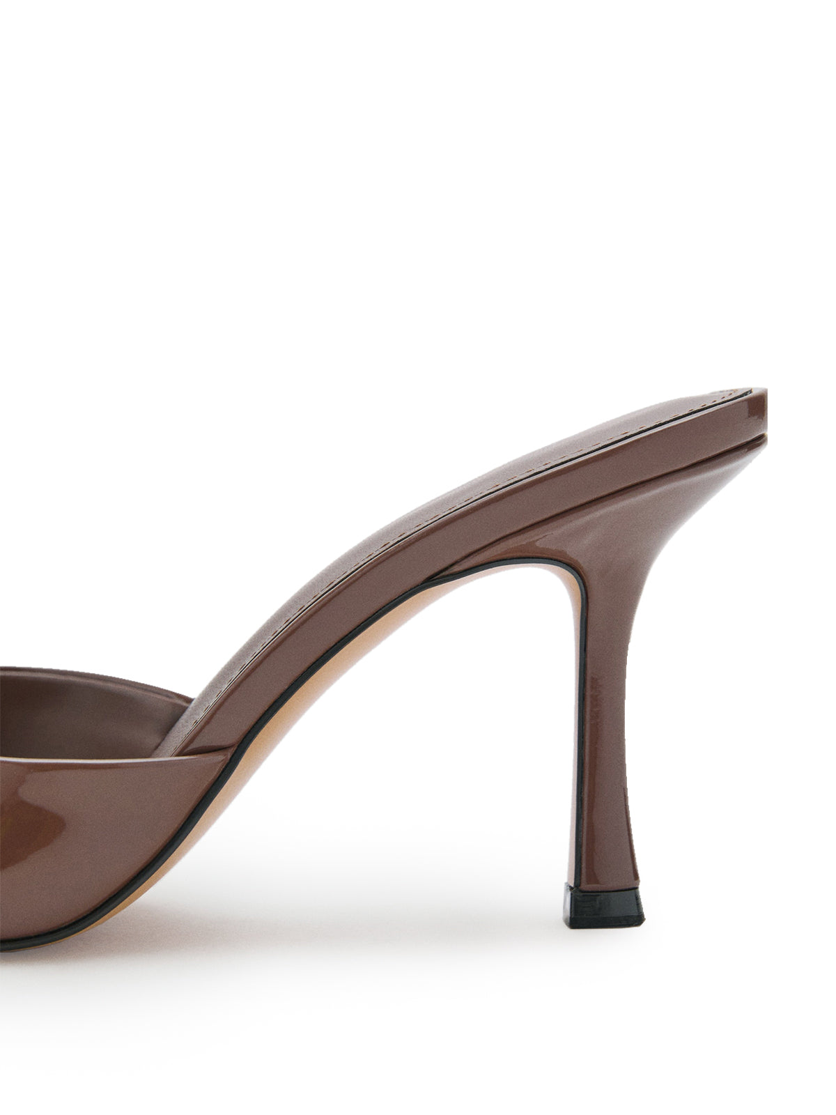 Patent Chocolate Pointed-Toe Simple High Heels Sandals